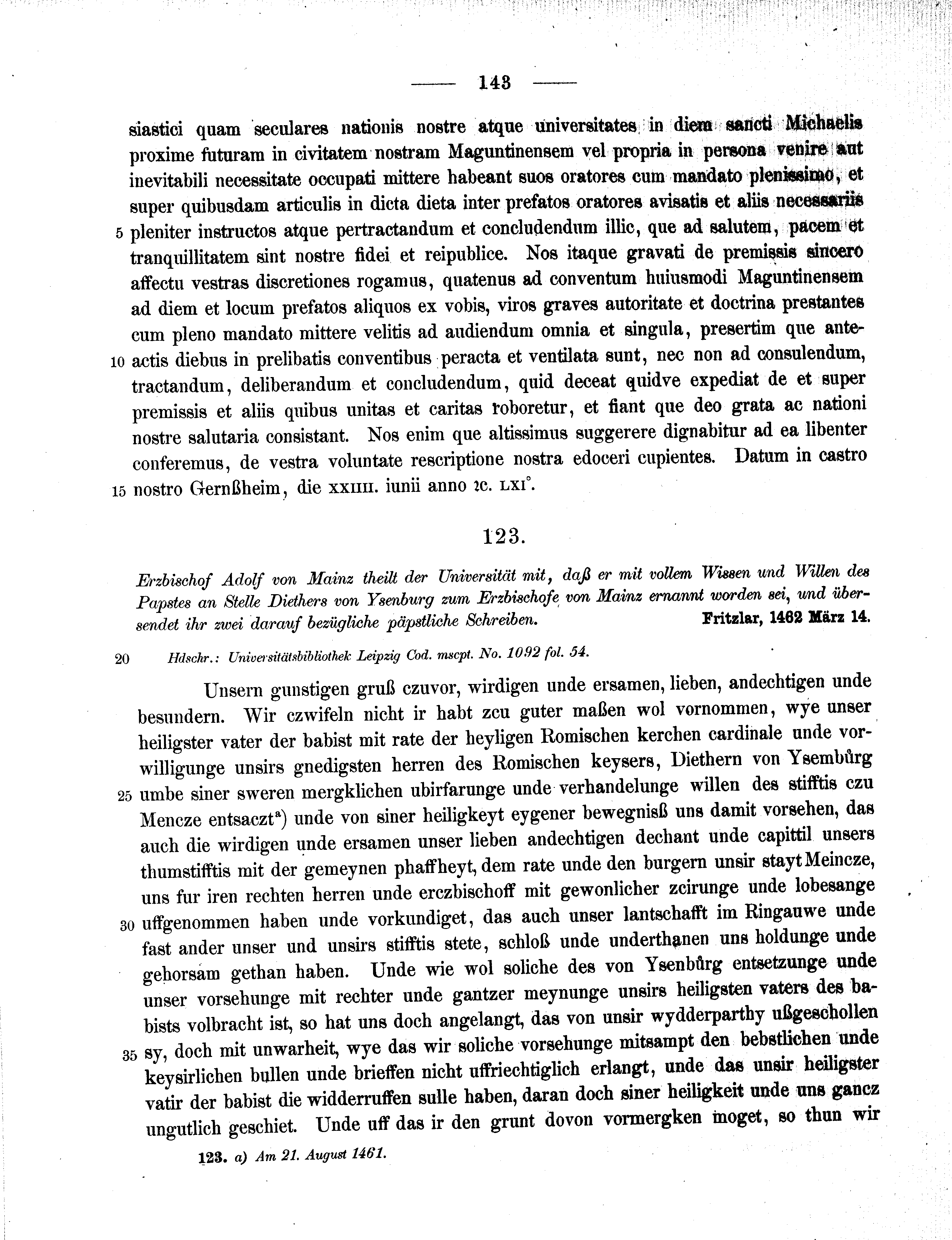 Historische Urkunde Seite 143 aus Band cds2_11