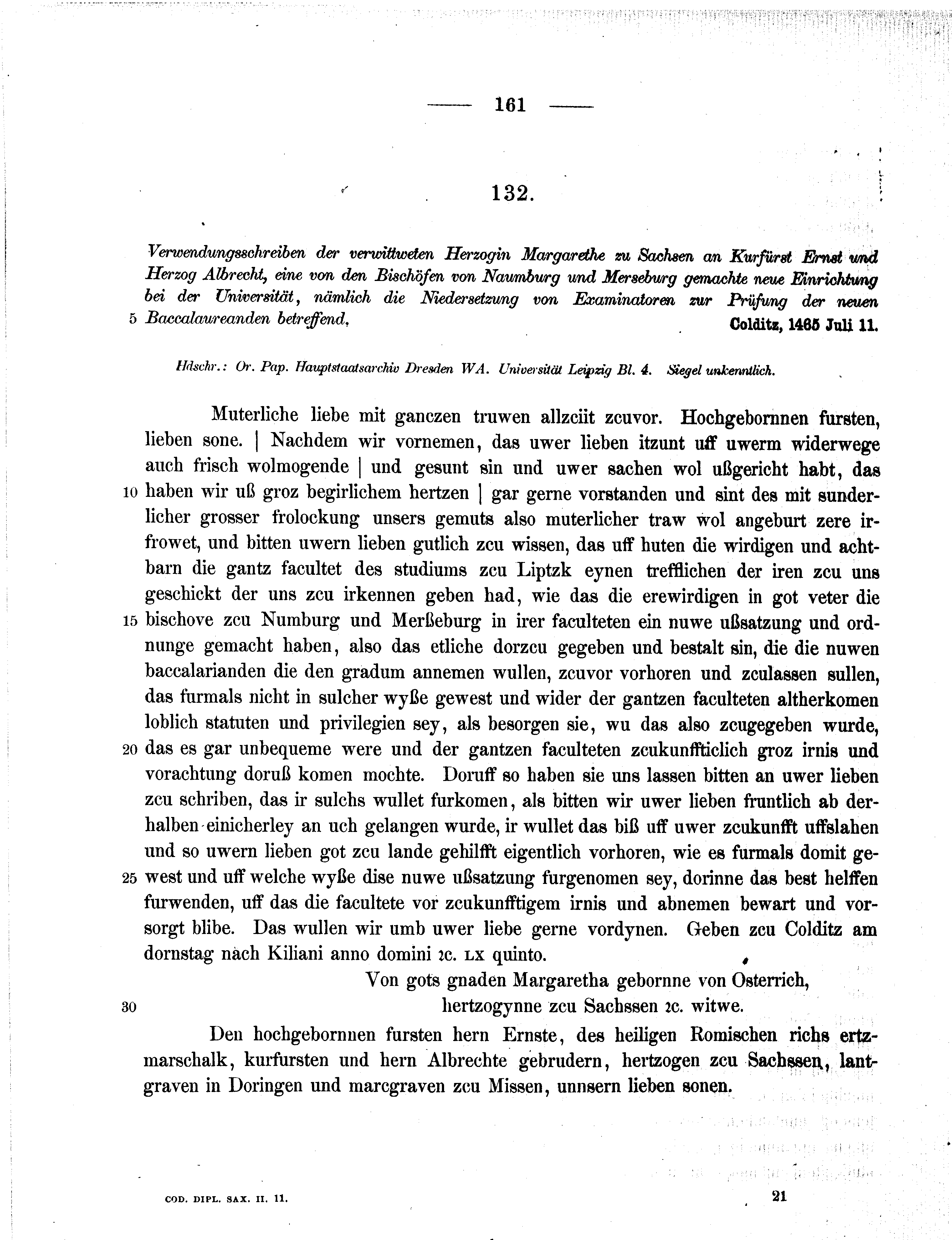 Historische Urkunde Seite 161 aus Band cds2_11