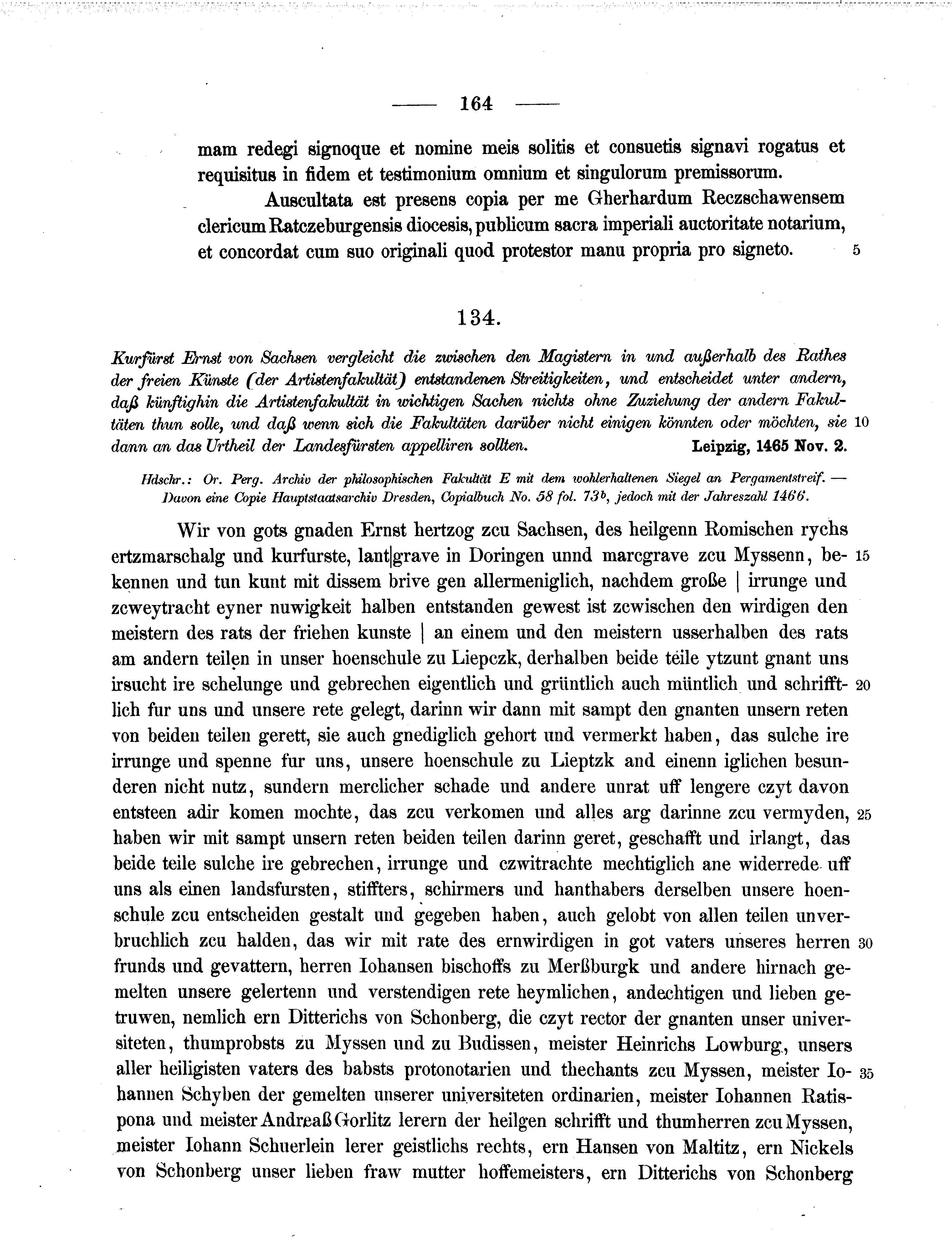 Historische Urkunde Seite 164 aus Band cds2_11