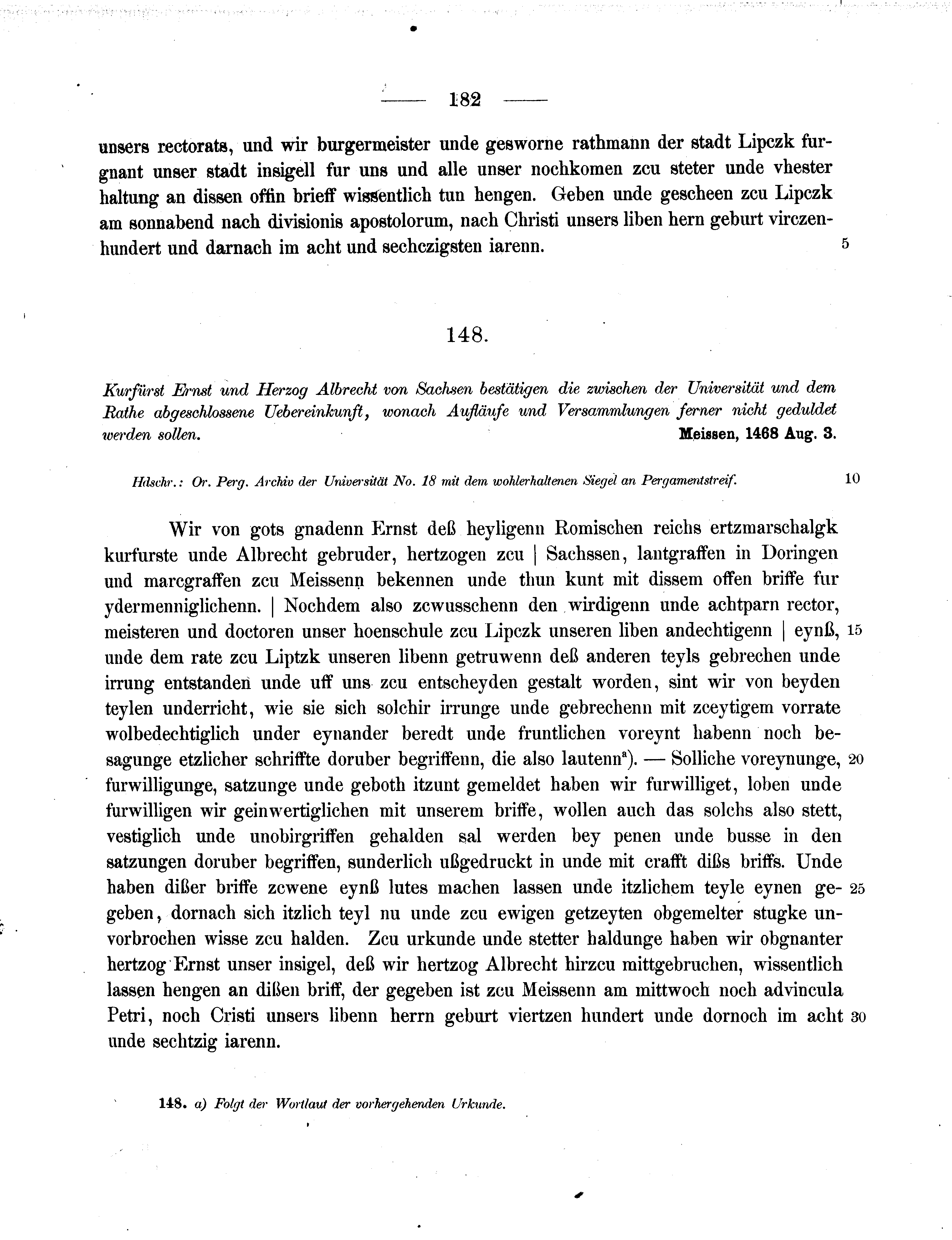 Historische Urkunde Seite 182 aus Band cds2_11