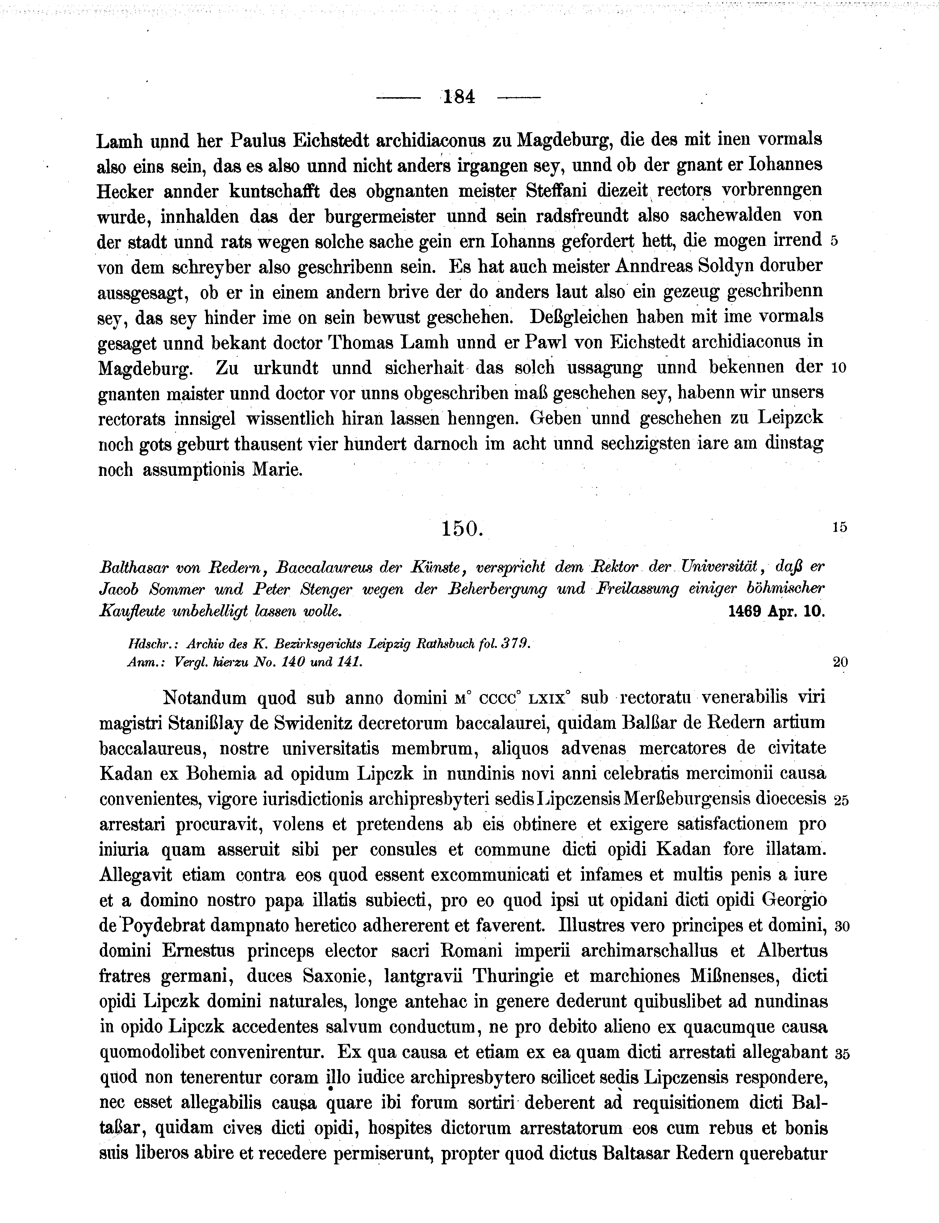 Historische Urkunde Seite 184 aus Band cds2_11