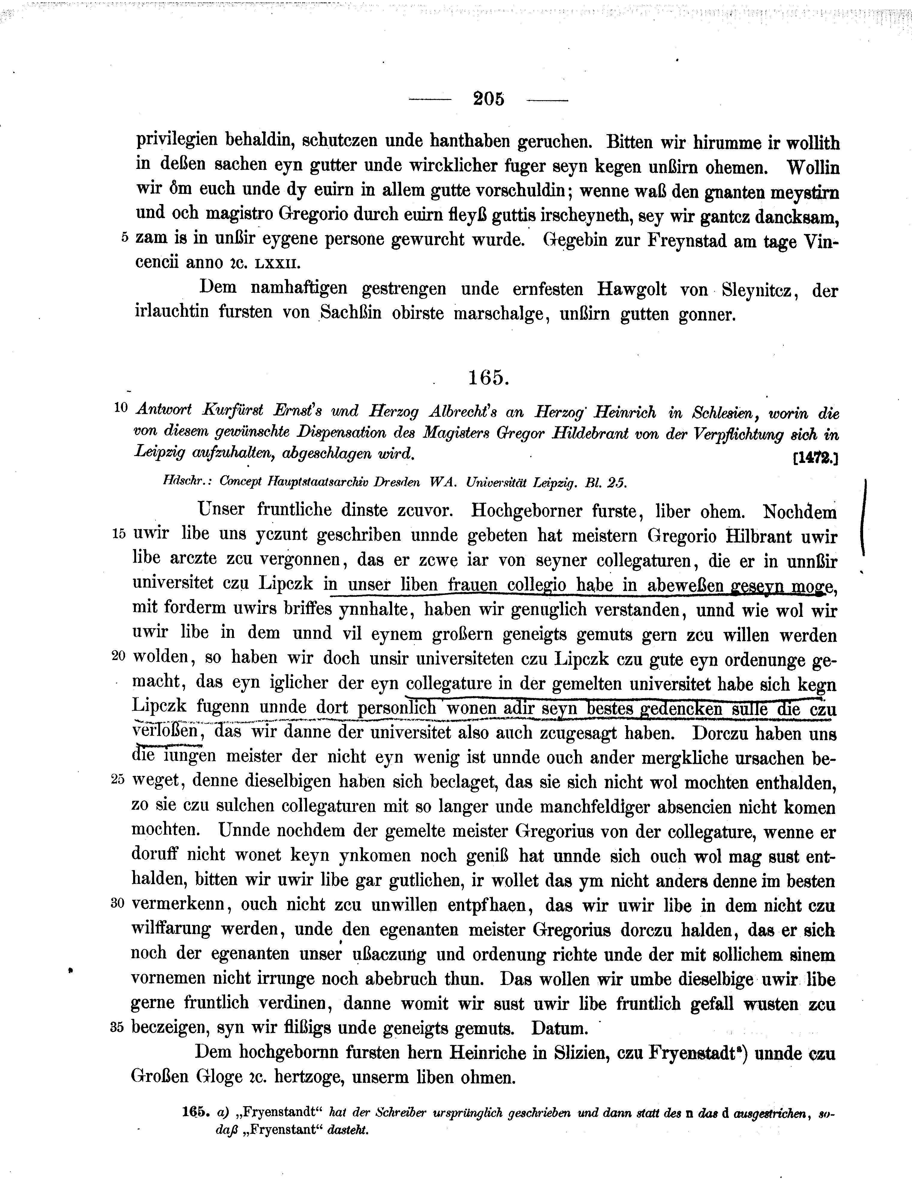 Historische Urkunde Seite 205 aus Band cds2_11