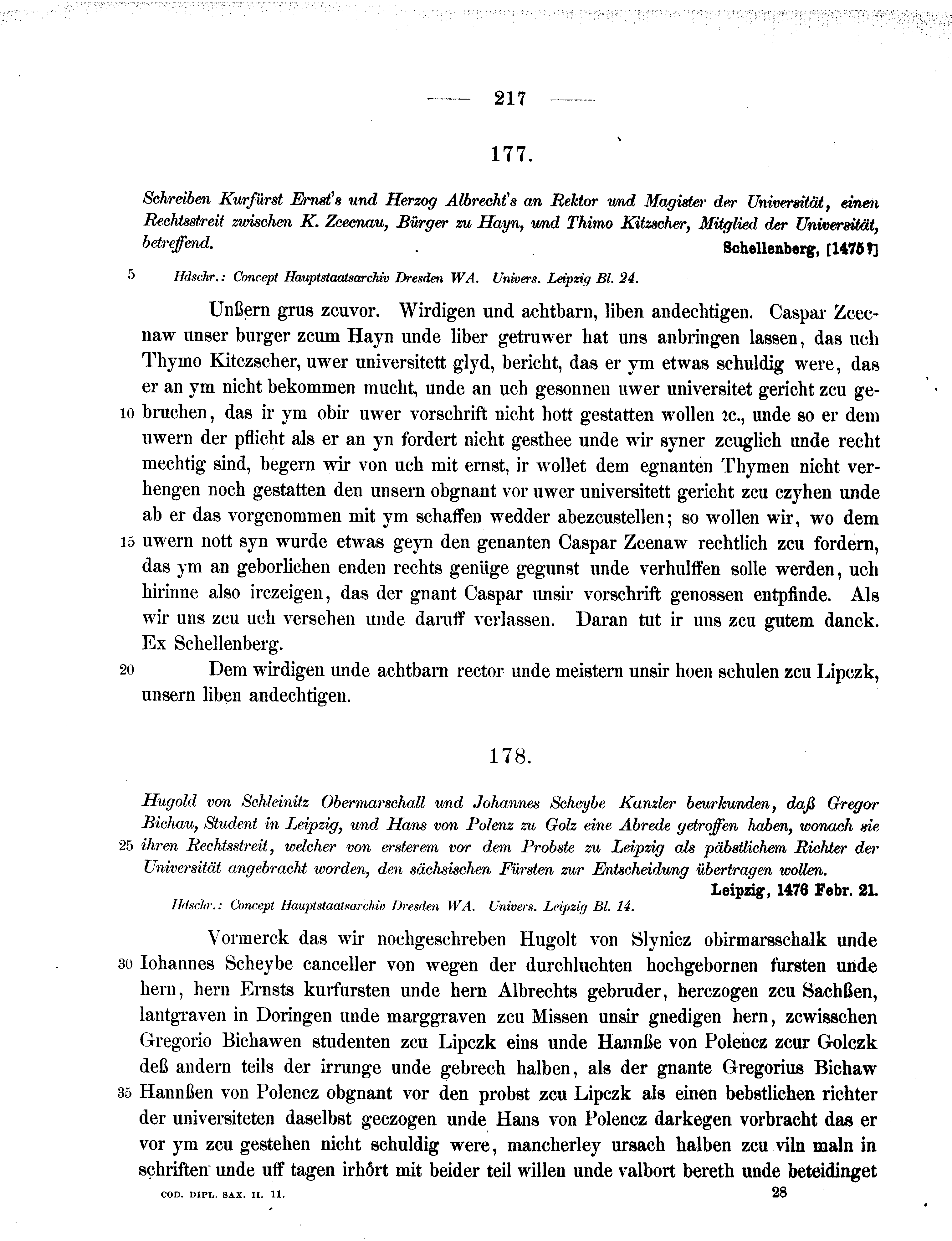 Historische Urkunde Seite 217 aus Band cds2_11