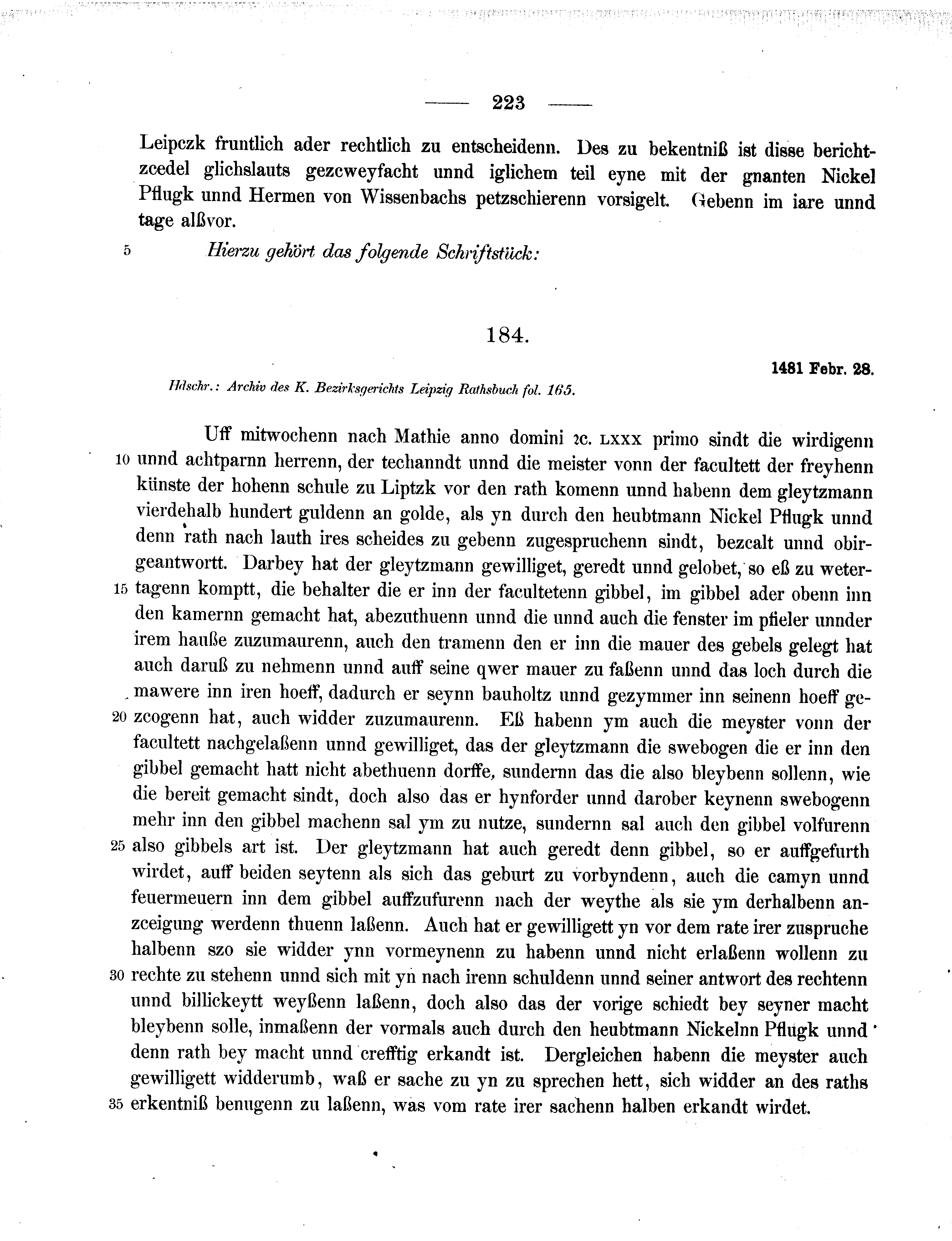 Historische Urkunde Seite 223 aus Band cds2_11