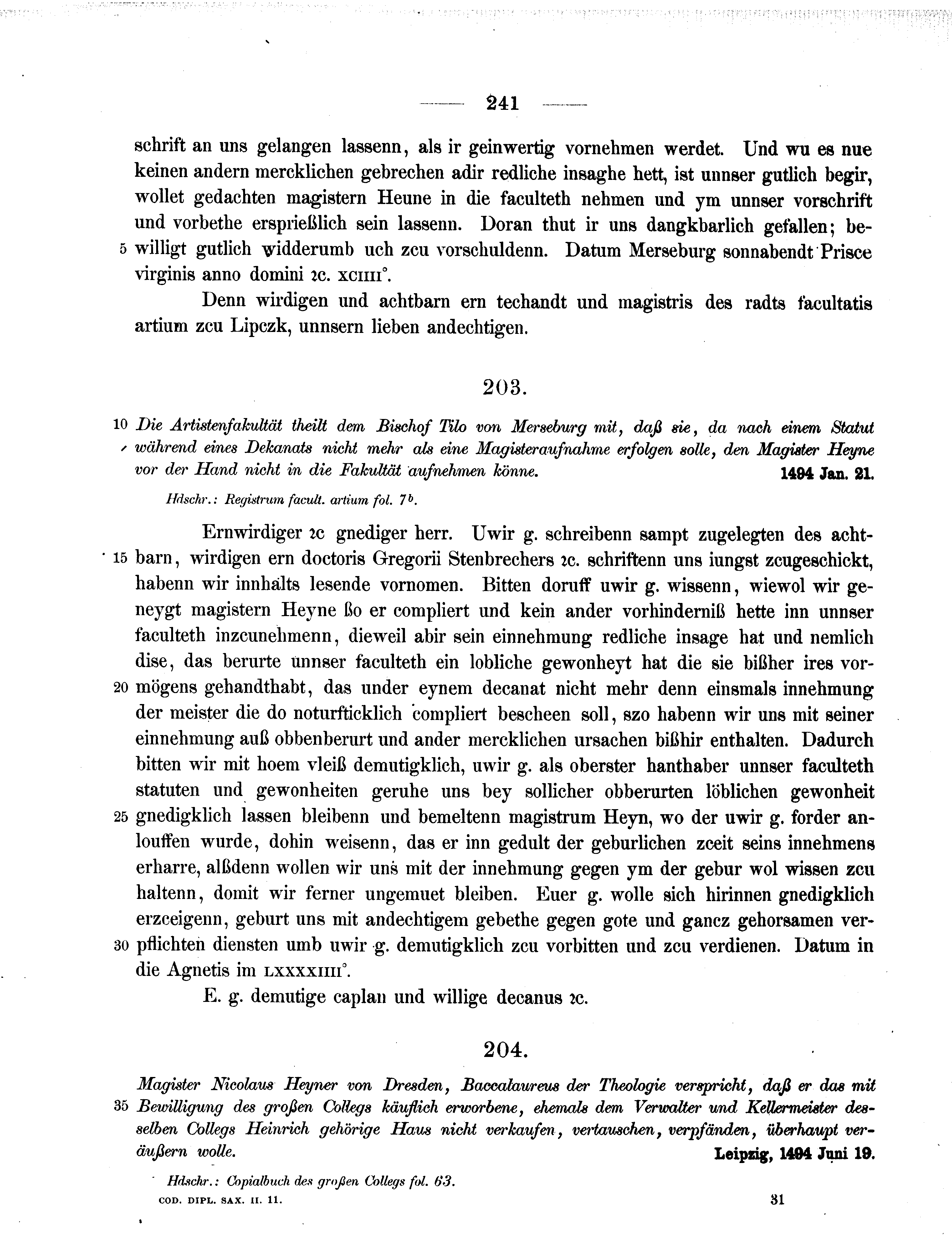 Historische Urkunde Seite 241 aus Band cds2_11