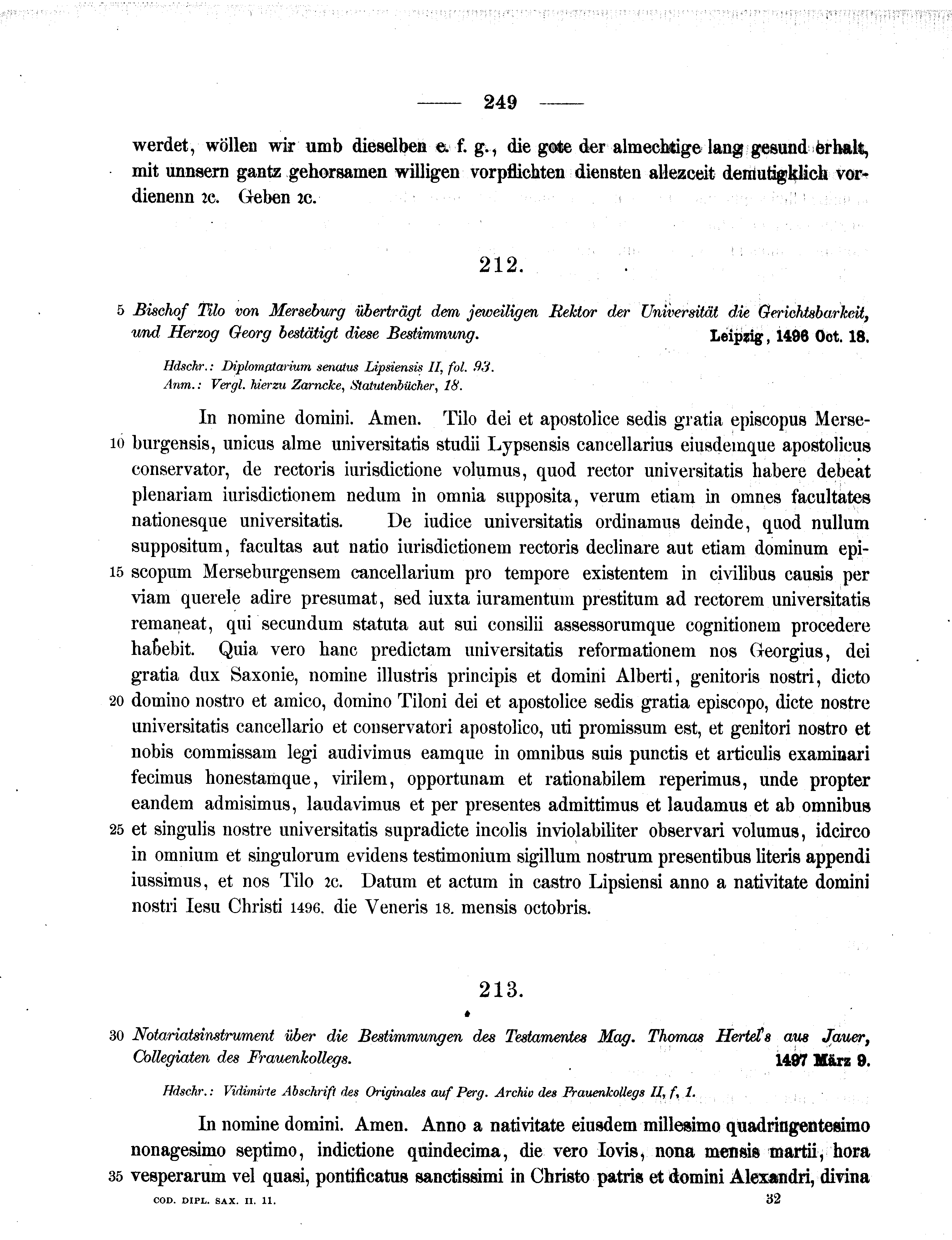 Historische Urkunde Seite 249 aus Band cds2_11