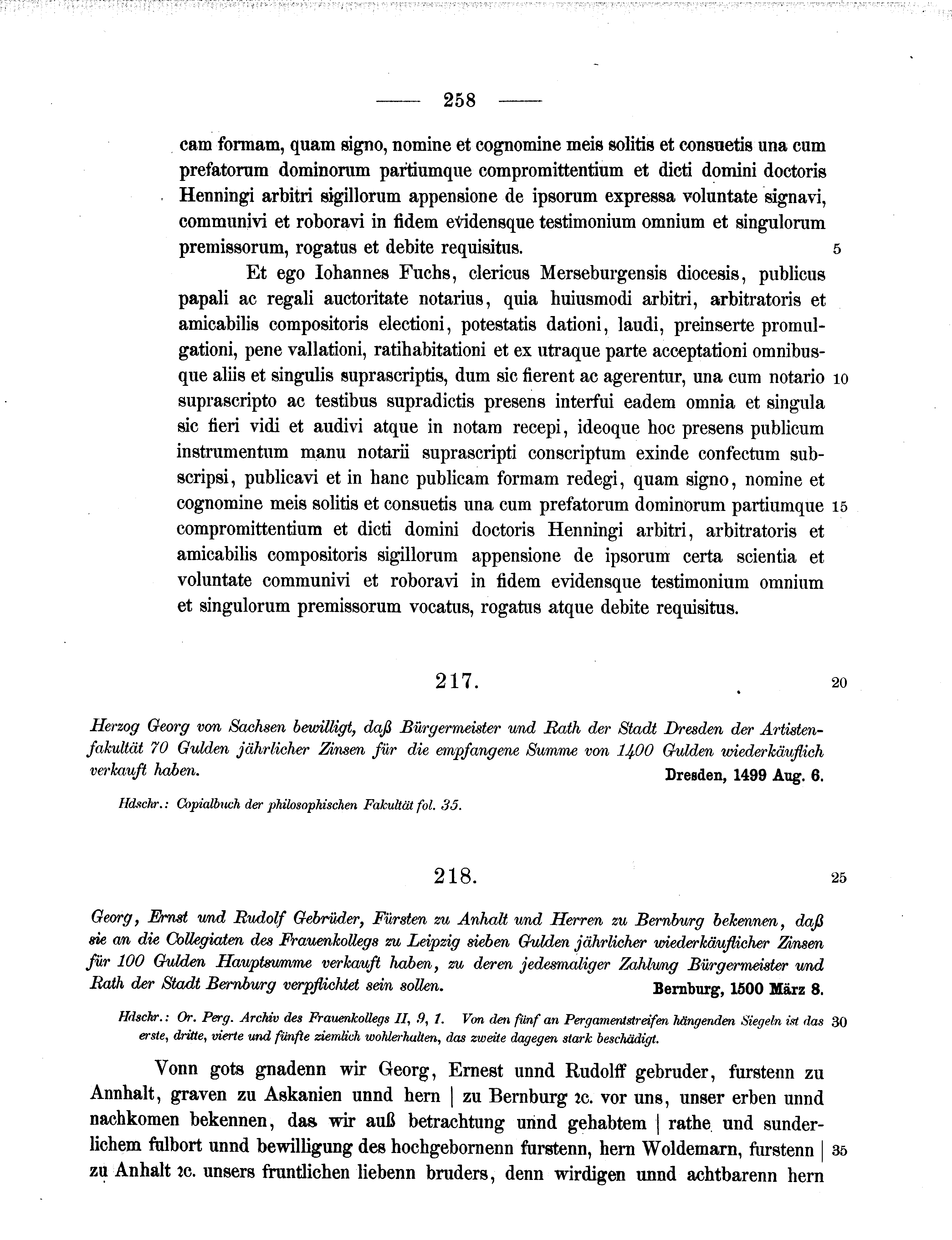 Historische Urkunde Seite 258 aus Band cds2_11
