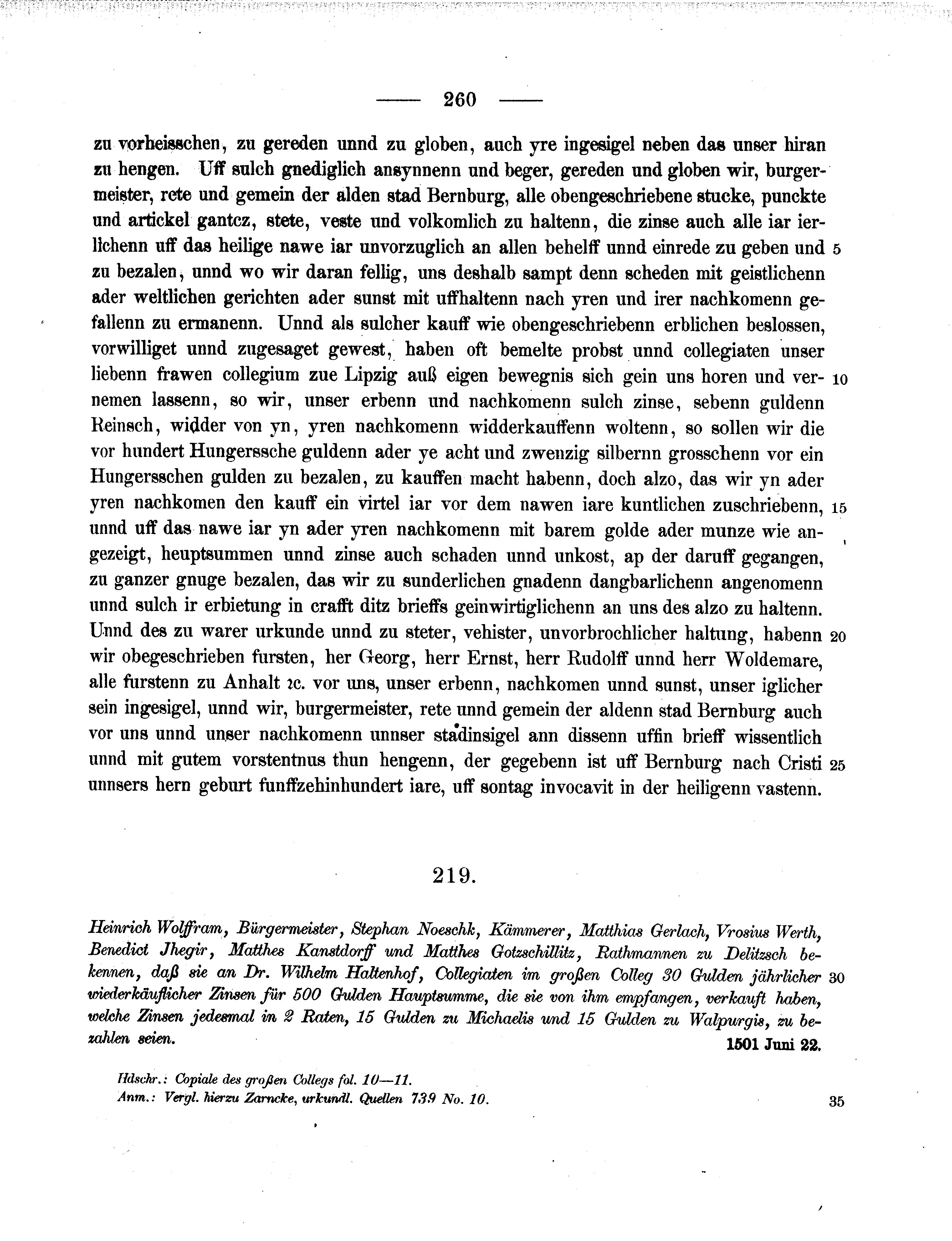 Historische Urkunde Seite 260 aus Band cds2_11