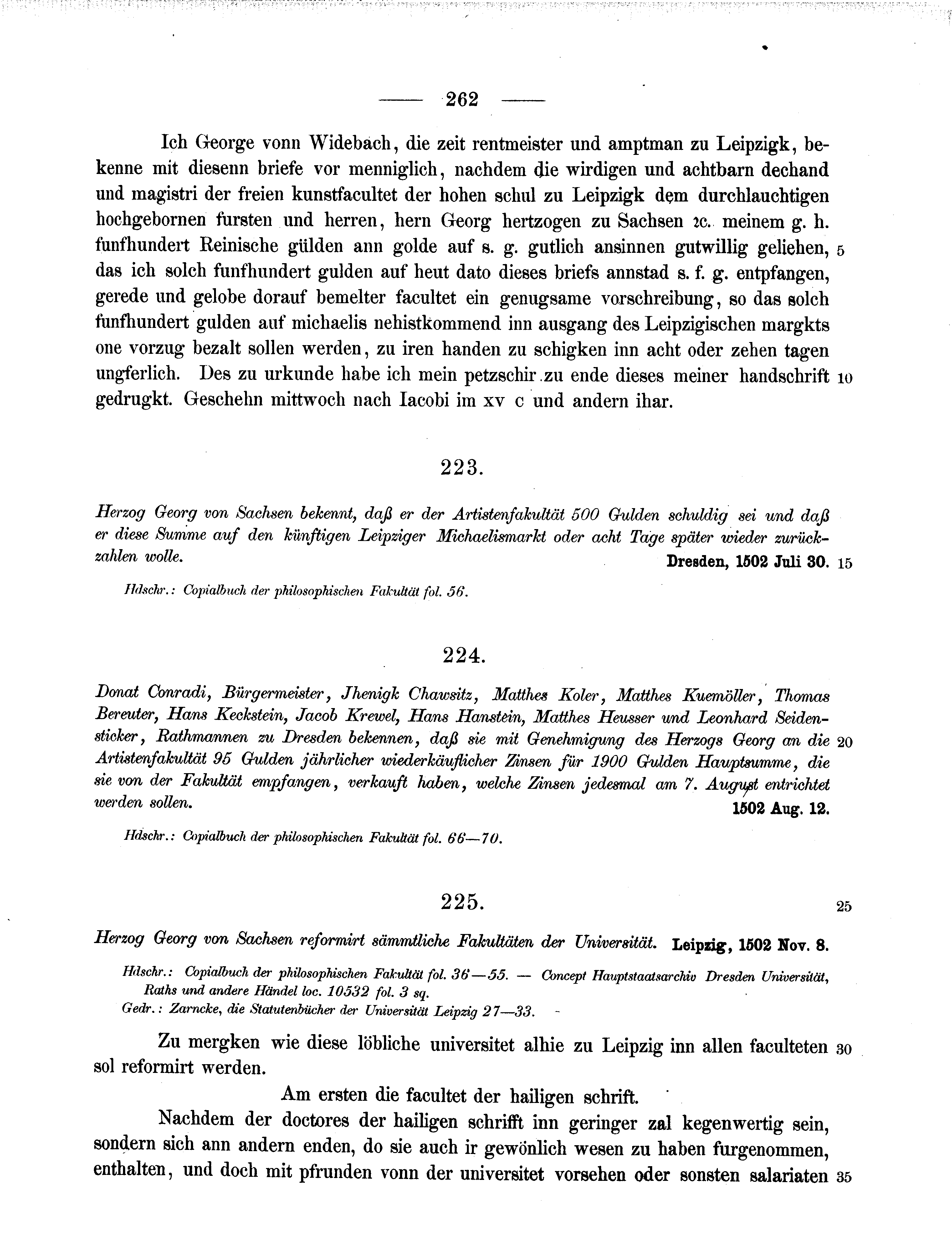 Historische Urkunde Seite 262 aus Band cds2_11