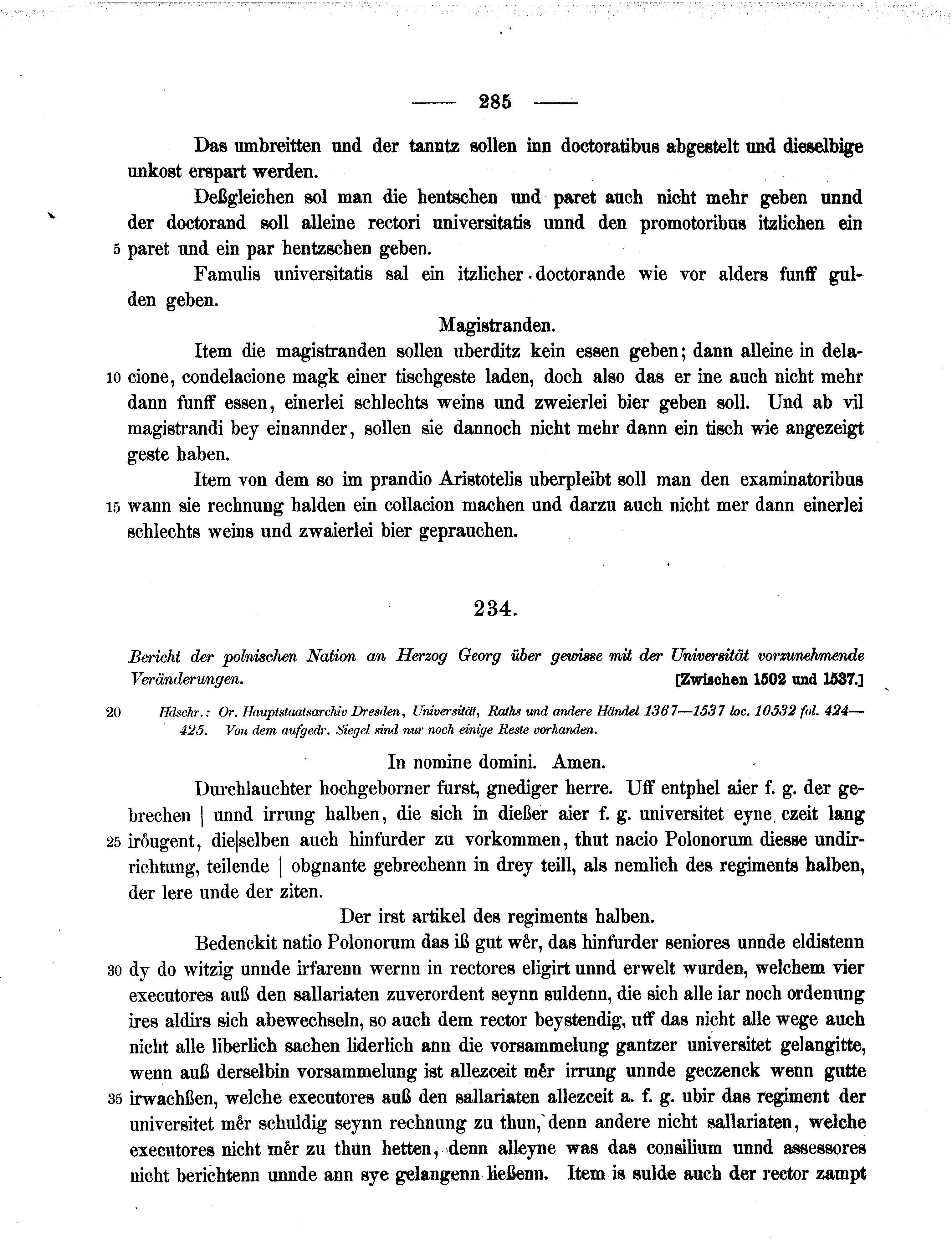 Historische Urkunde Seite 285 aus Band cds2_11