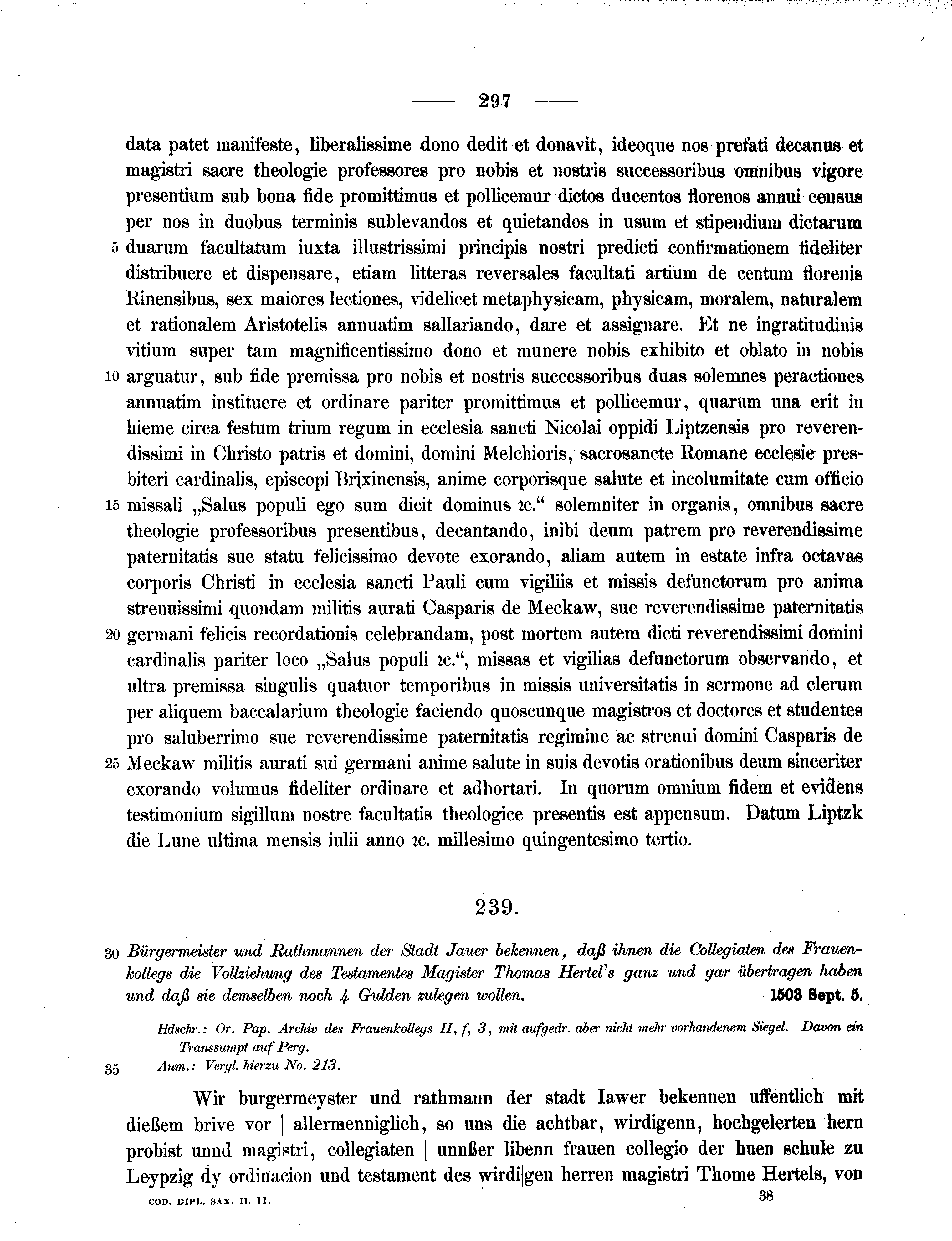 Historische Urkunde Seite 297 aus Band cds2_11