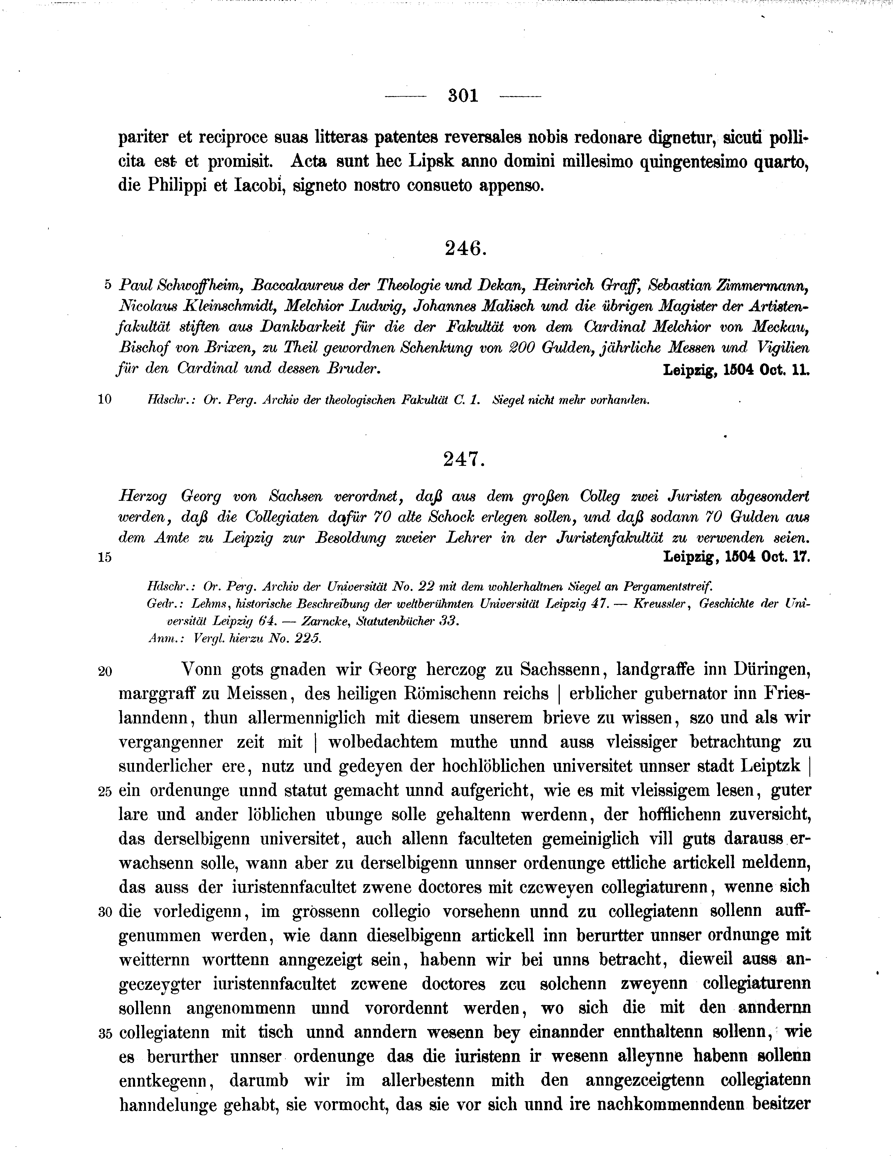 Historische Urkunde Seite 301 aus Band cds2_11