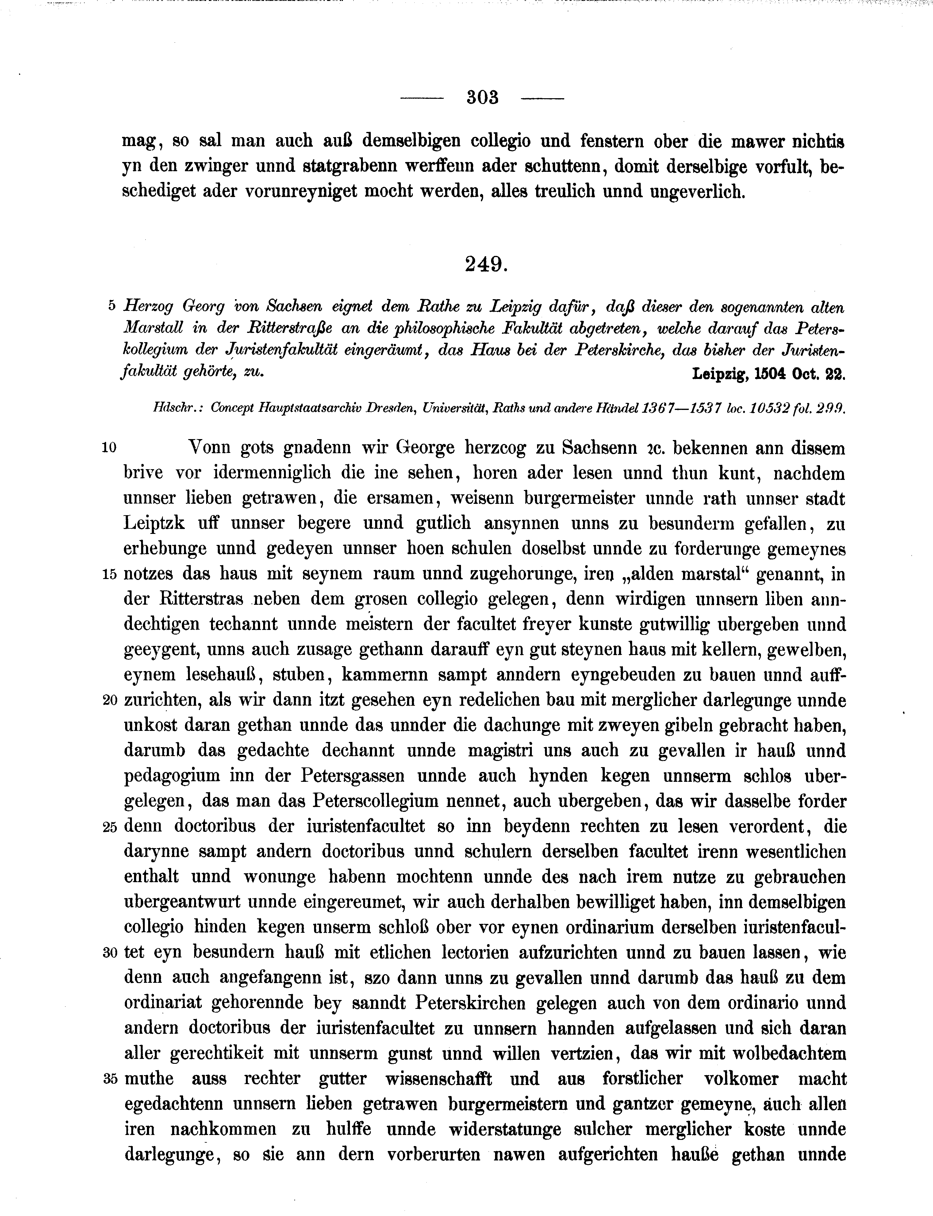Historische Urkunde Seite 303 aus Band cds2_11