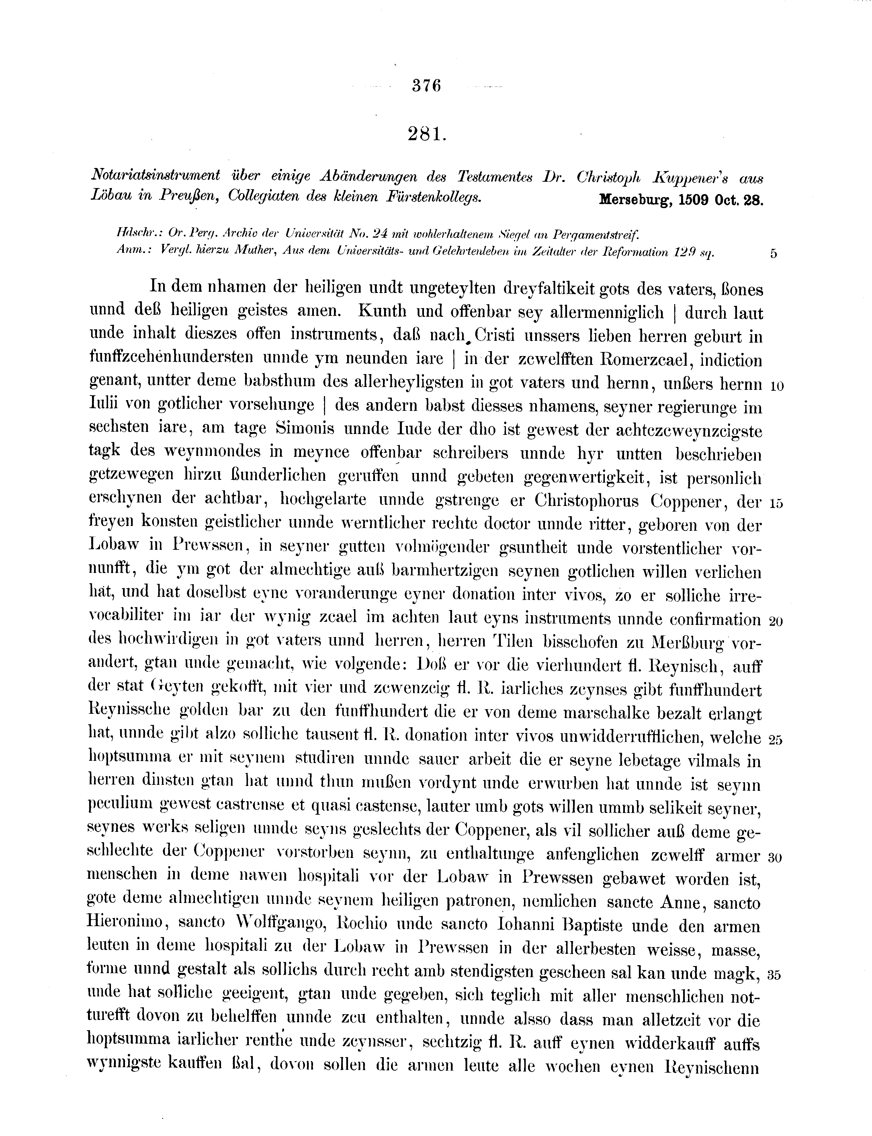 Historische Urkunde Seite 376 aus Band cds2_11