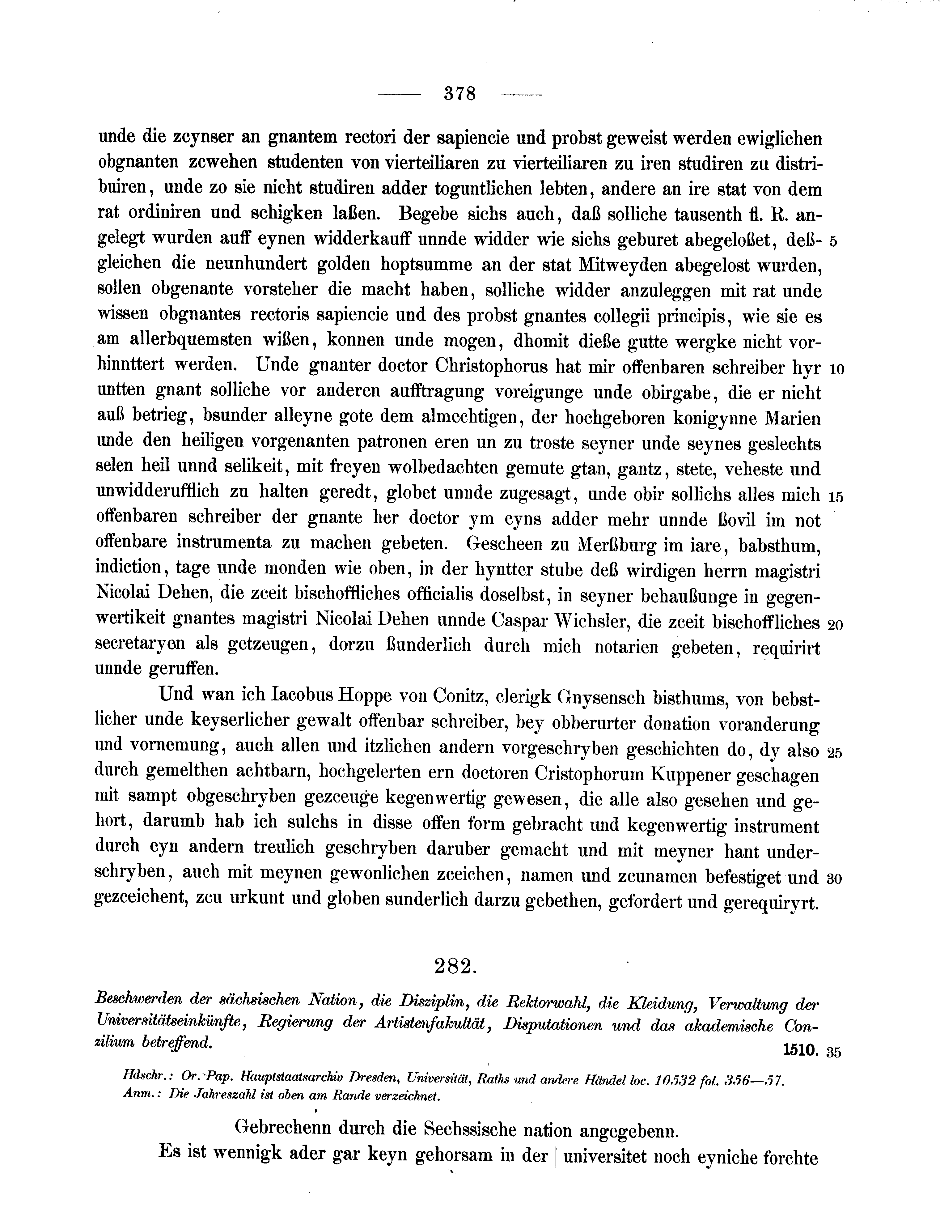 Historische Urkunde Seite 378 aus Band cds2_11