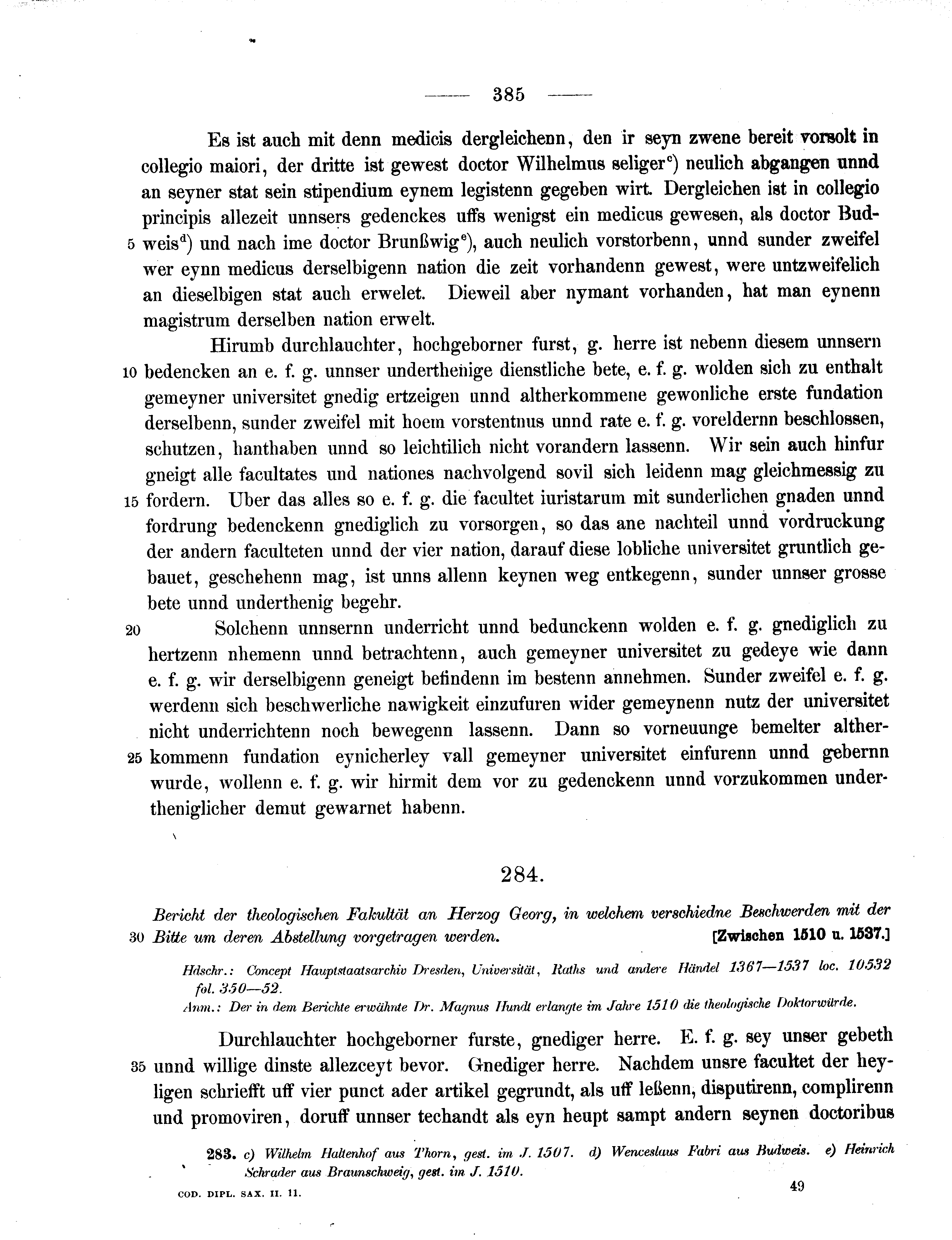 Historische Urkunde Seite 385 aus Band cds2_11