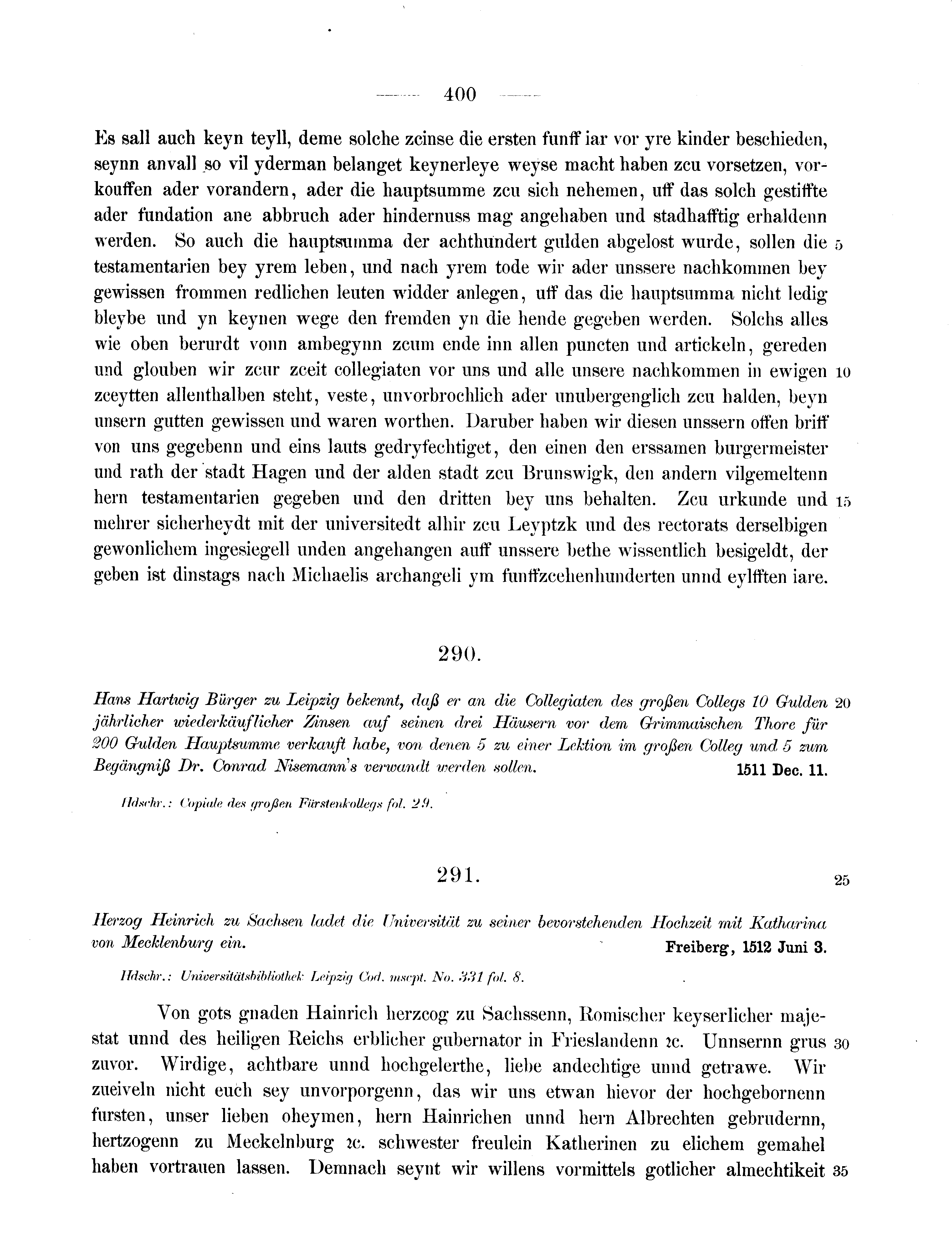 Historische Urkunde Seite 400 aus Band cds2_11