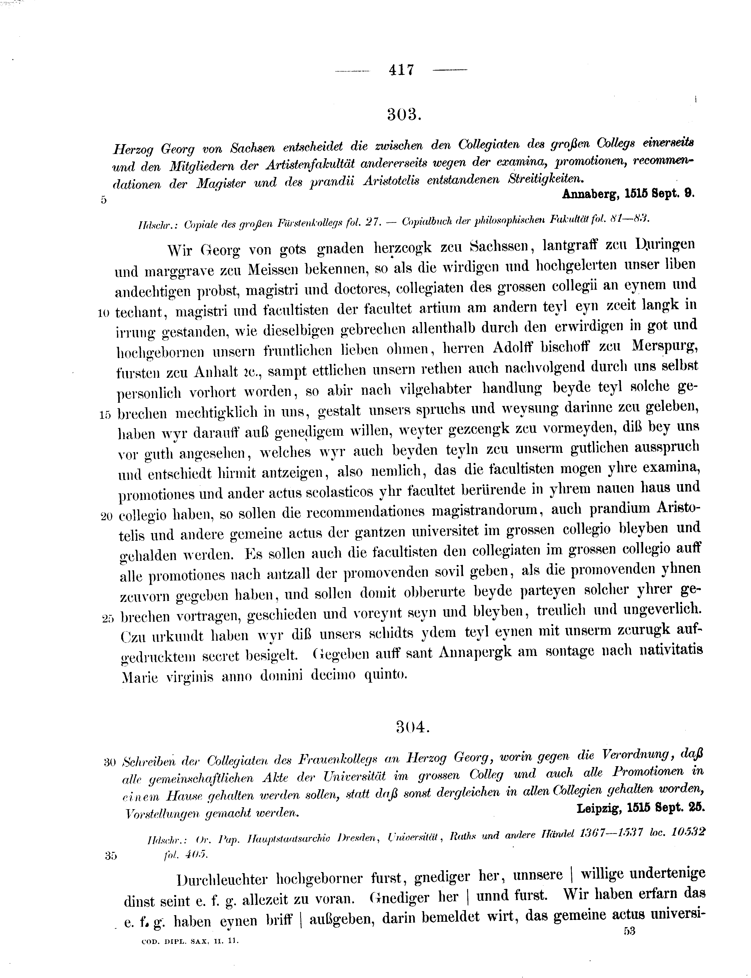 Historische Urkunde Seite 417 aus Band cds2_11