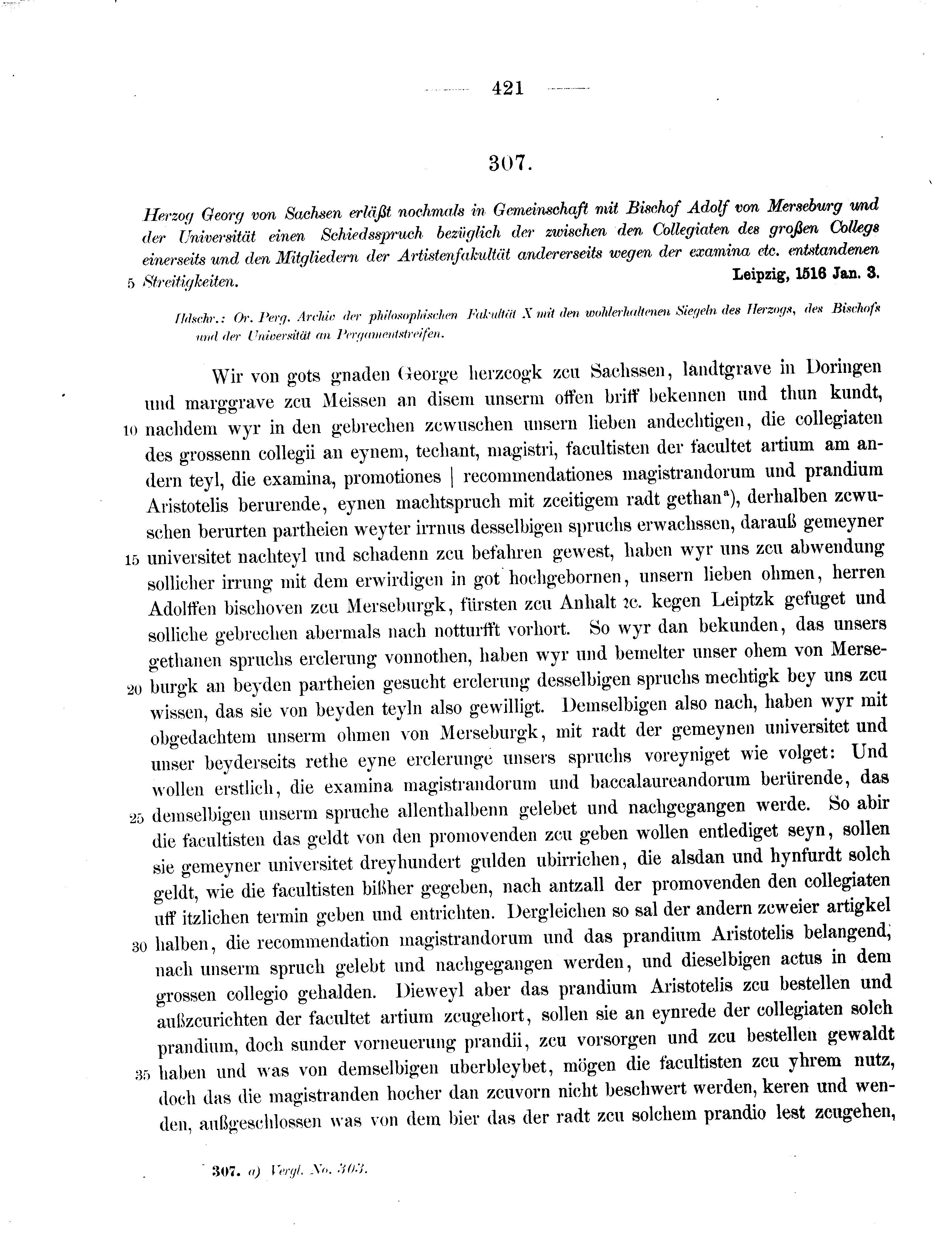 Historische Urkunde Seite 421 aus Band cds2_11