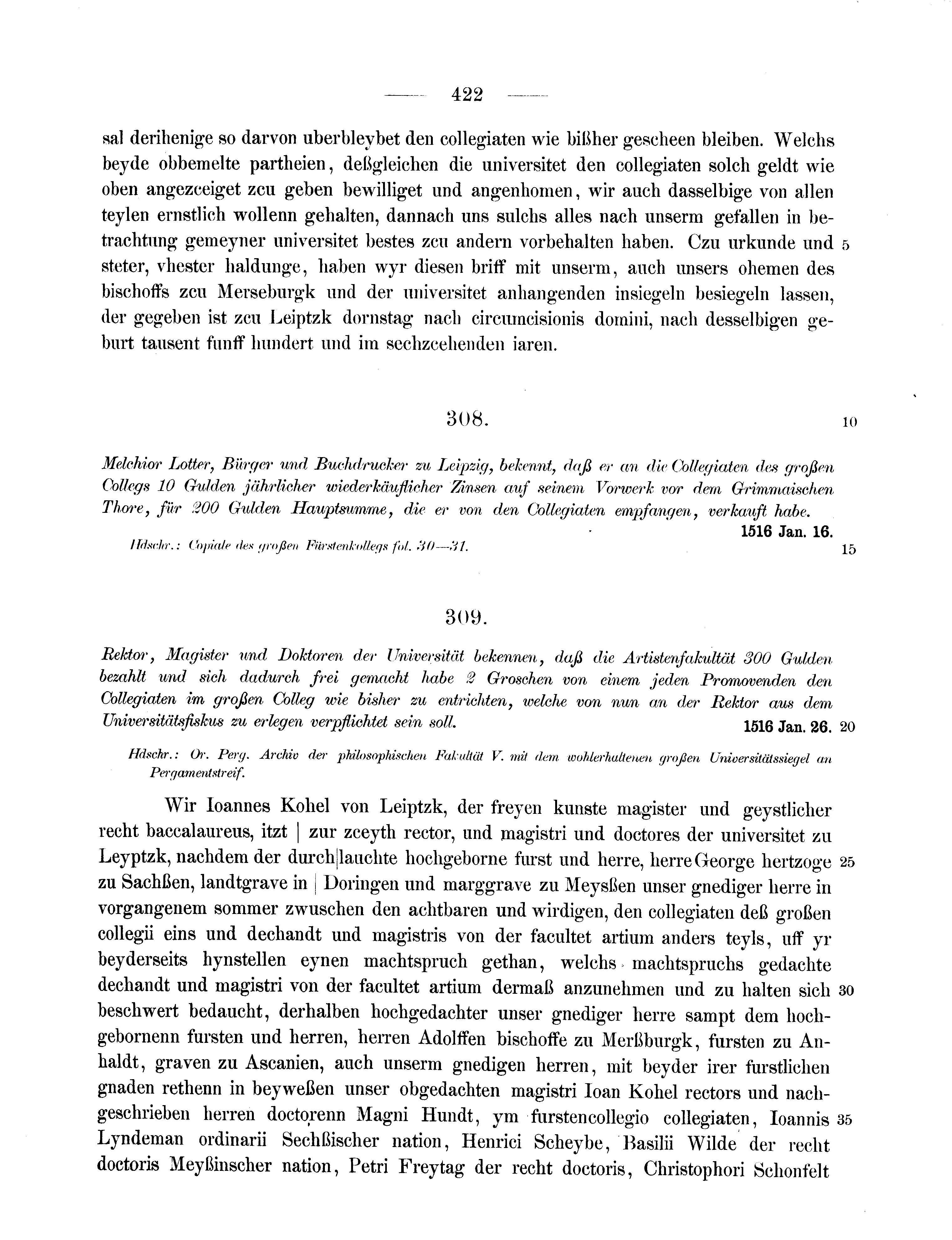 Historische Urkunde Seite 422 aus Band cds2_11