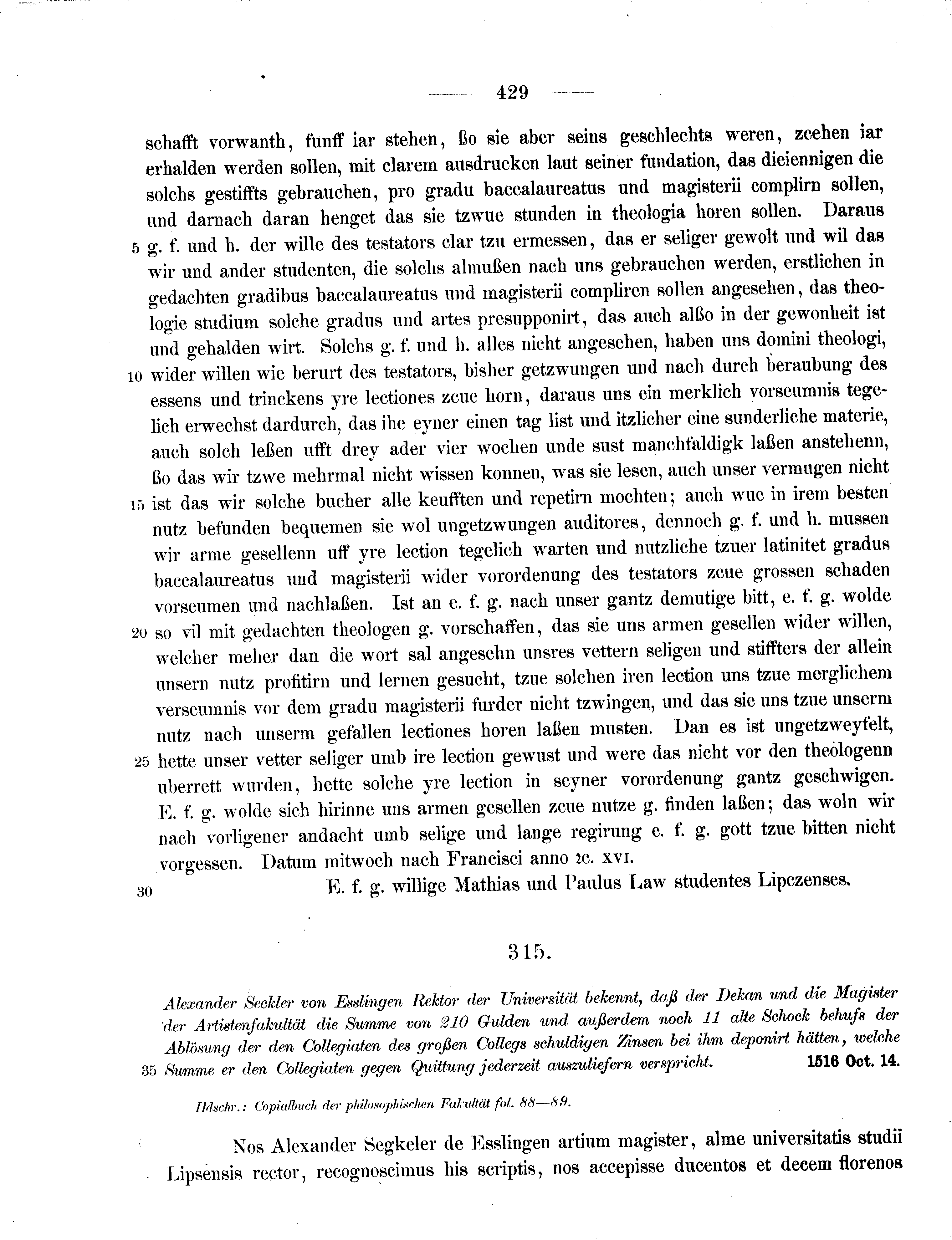 Historische Urkunde Seite 429 aus Band cds2_11