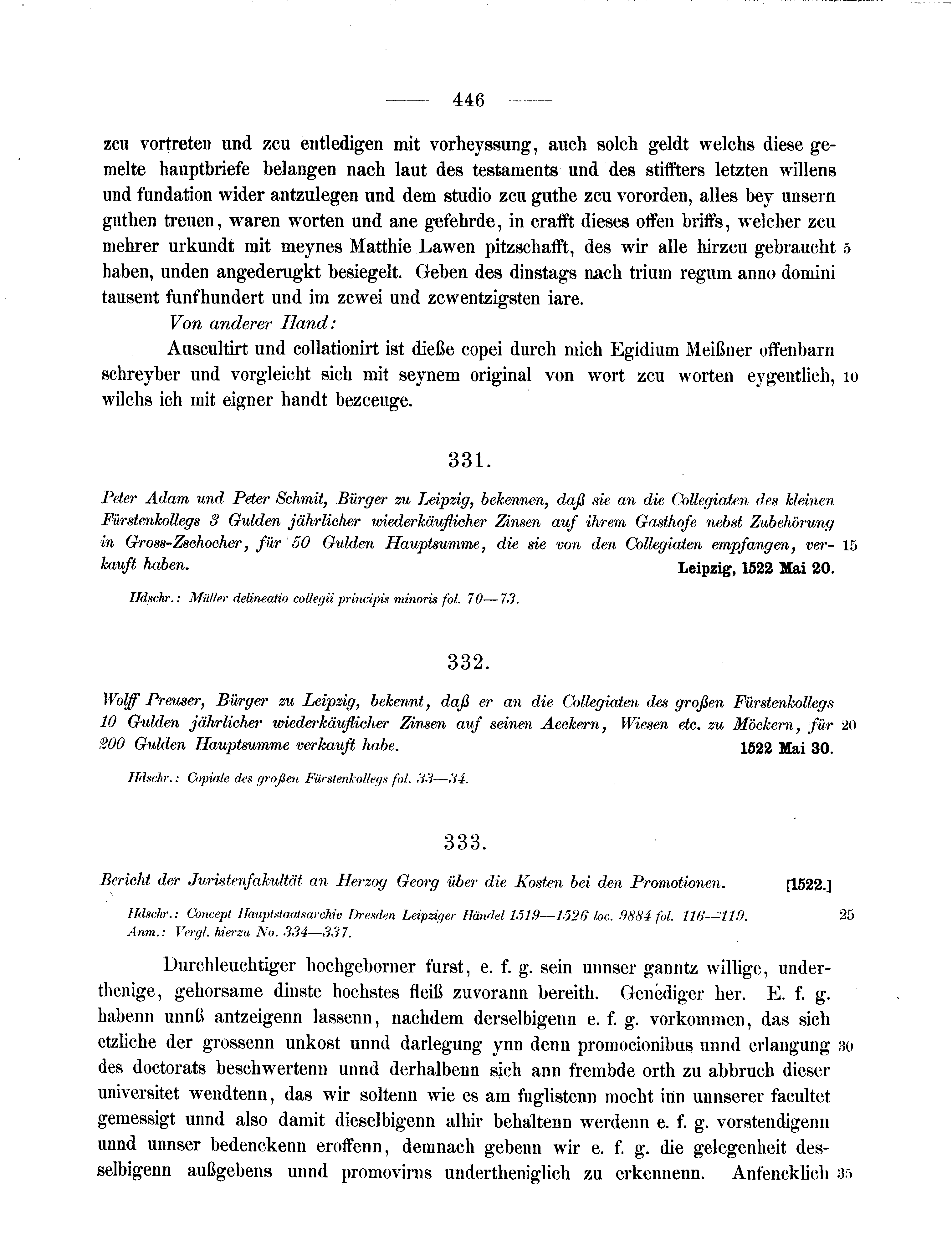 Historische Urkunde Seite 446 aus Band cds2_11