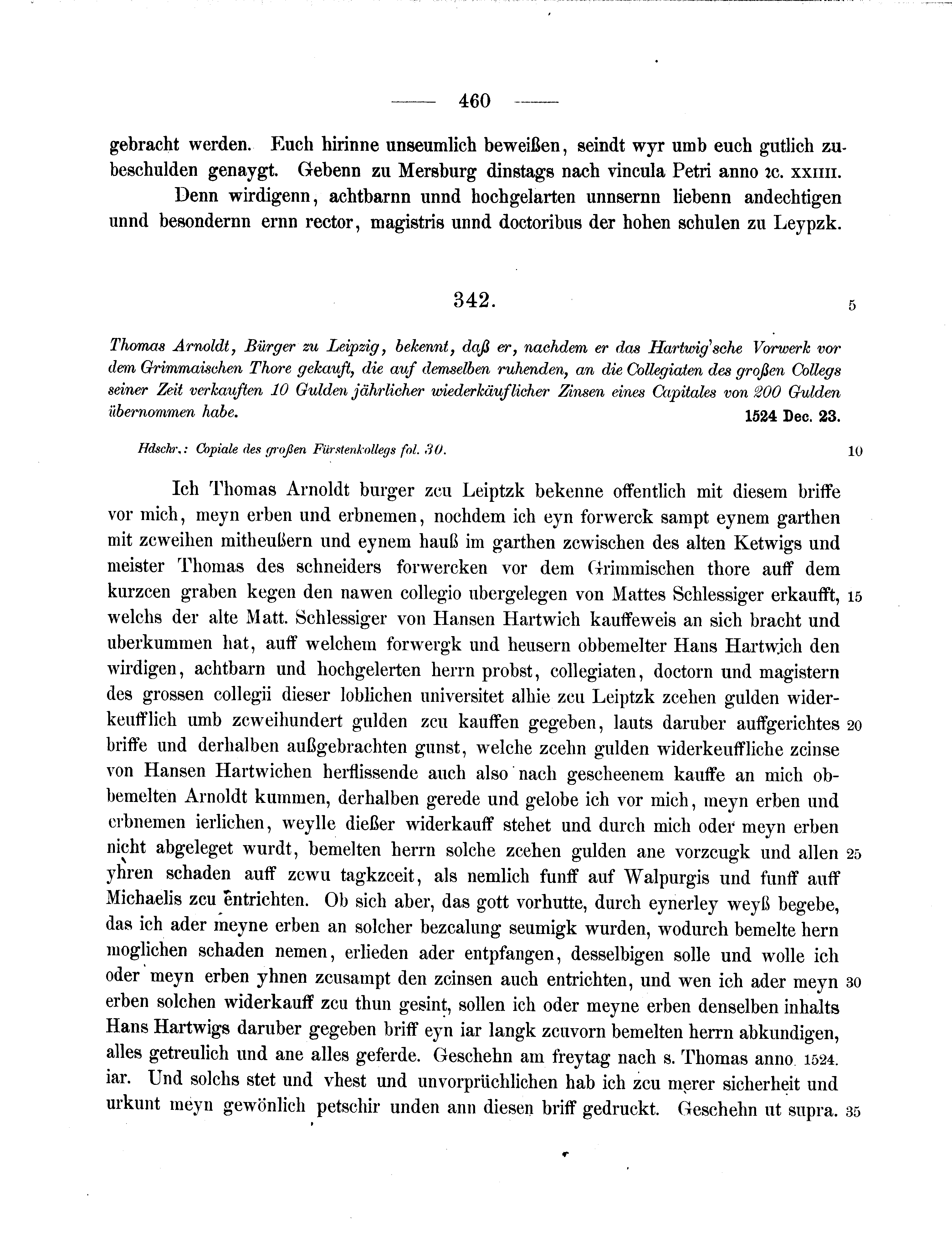 Historische Urkunde Seite 460 aus Band cds2_11