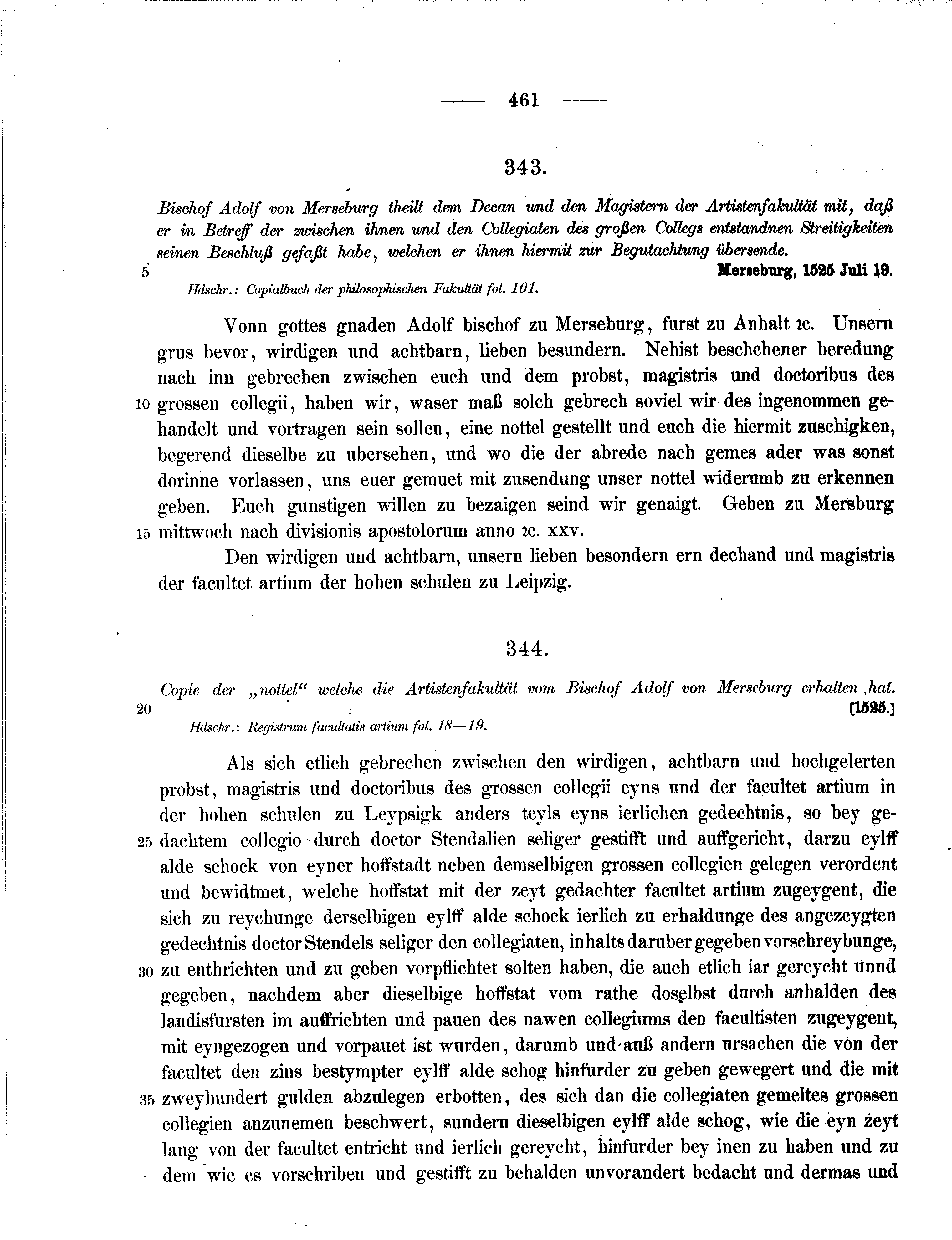 Historische Urkunde Seite 461 aus Band cds2_11