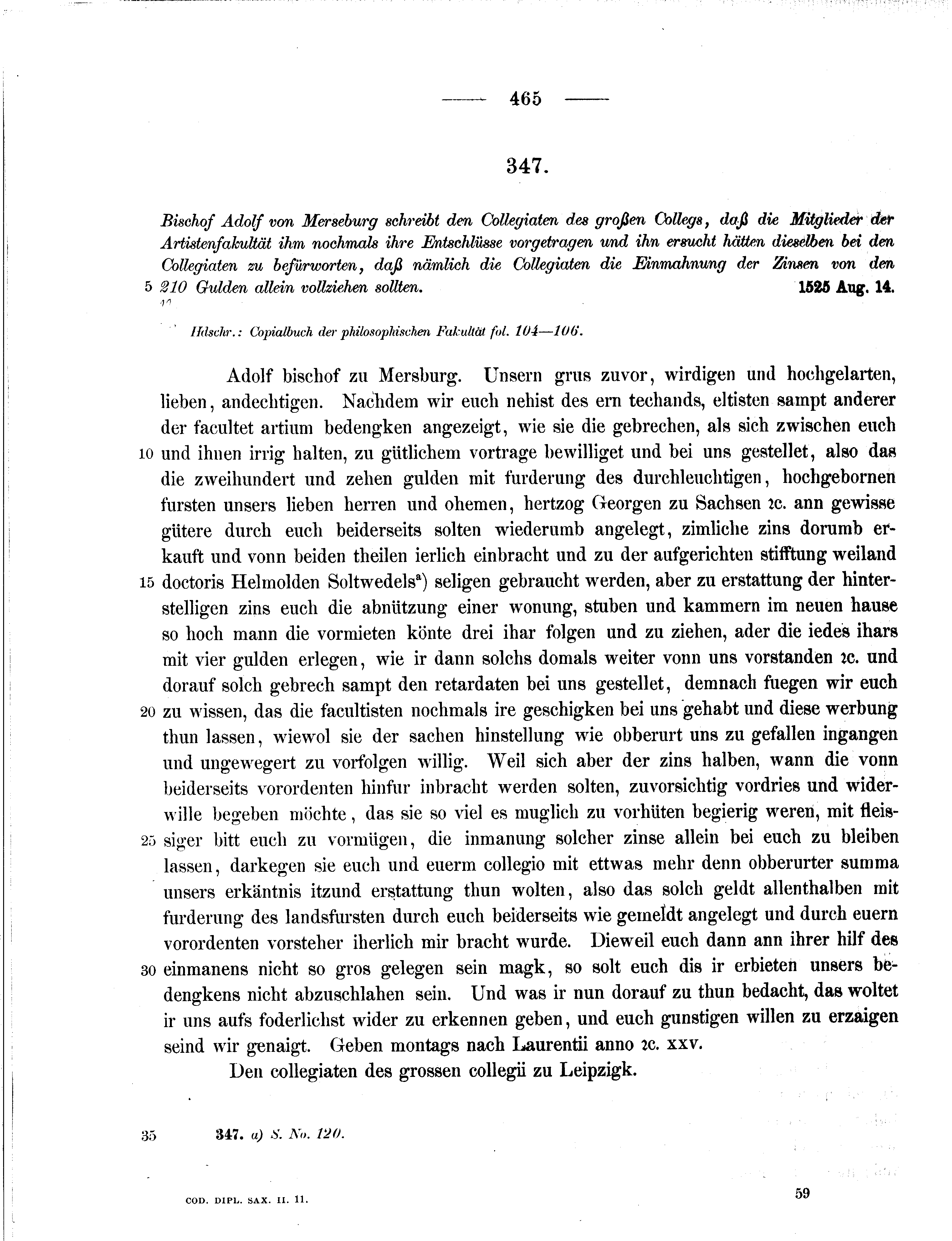 Historische Urkunde Seite 465 aus Band cds2_11