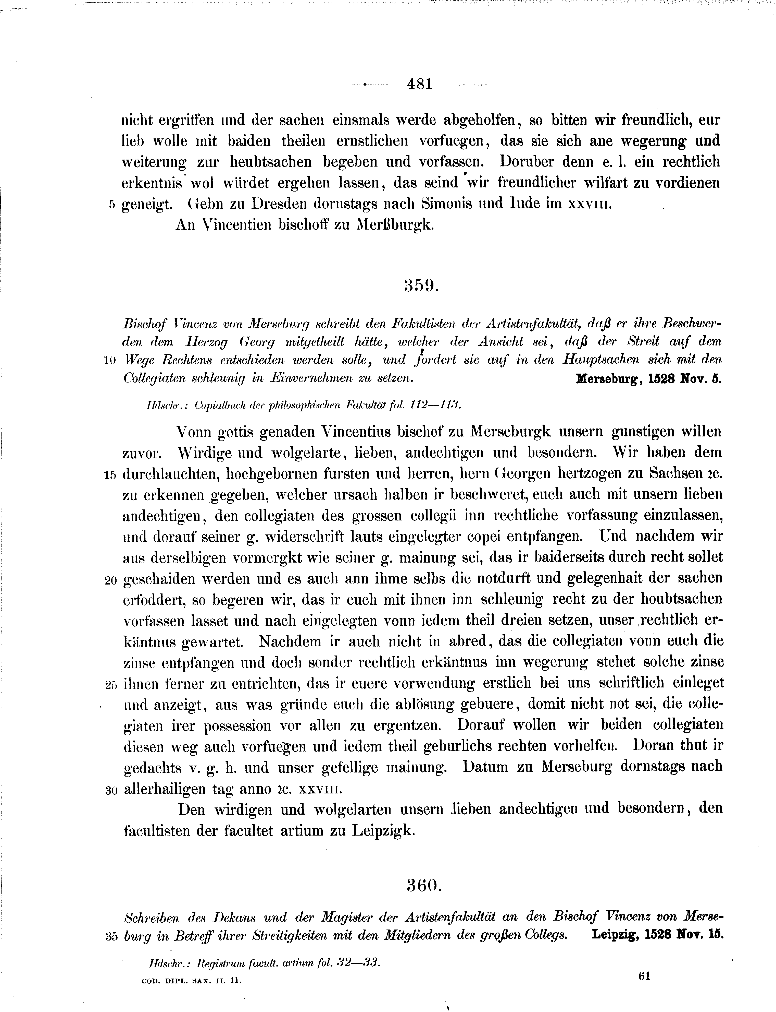 Historische Urkunde Seite 481 aus Band cds2_11