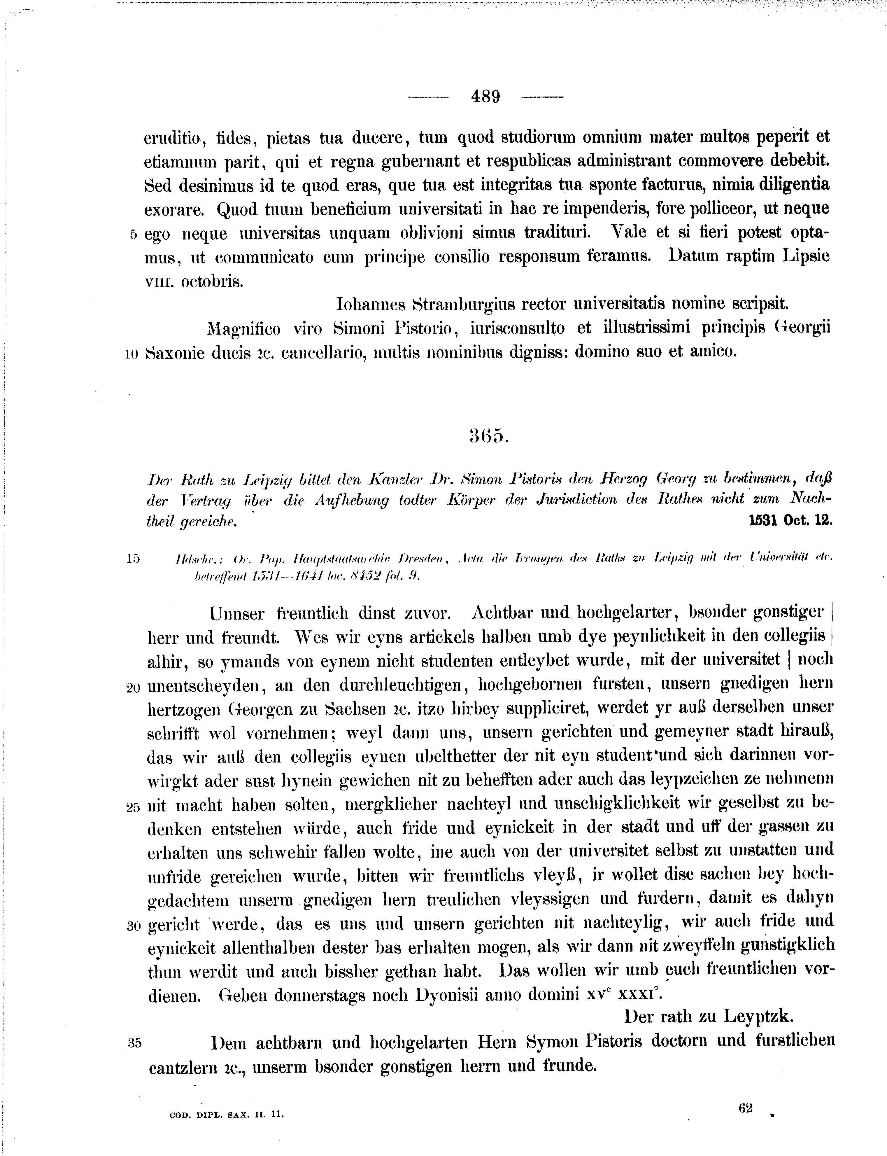 Historische Urkunde Seite 489 aus Band cds2_11