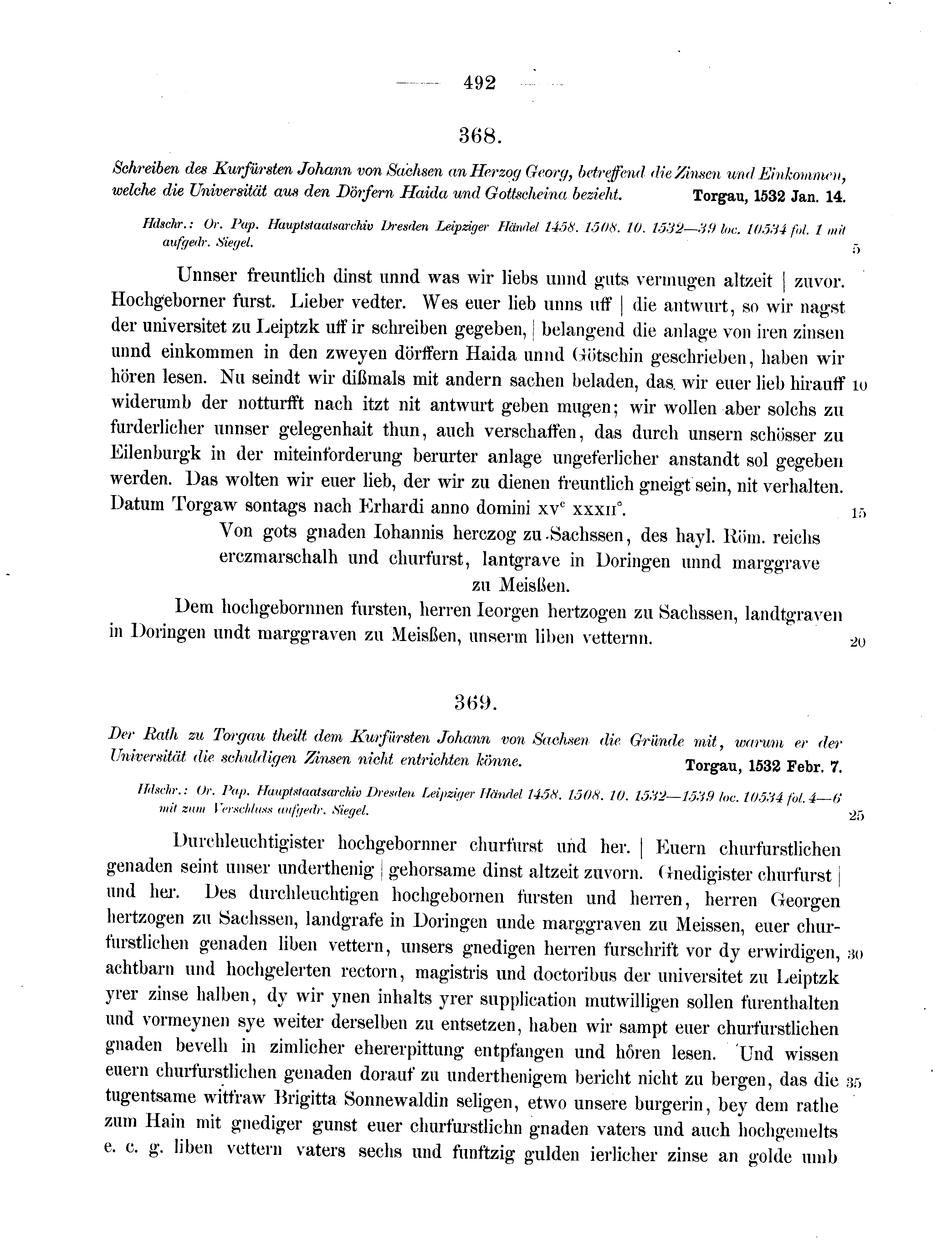 Historische Urkunde Seite 492 aus Band cds2_11