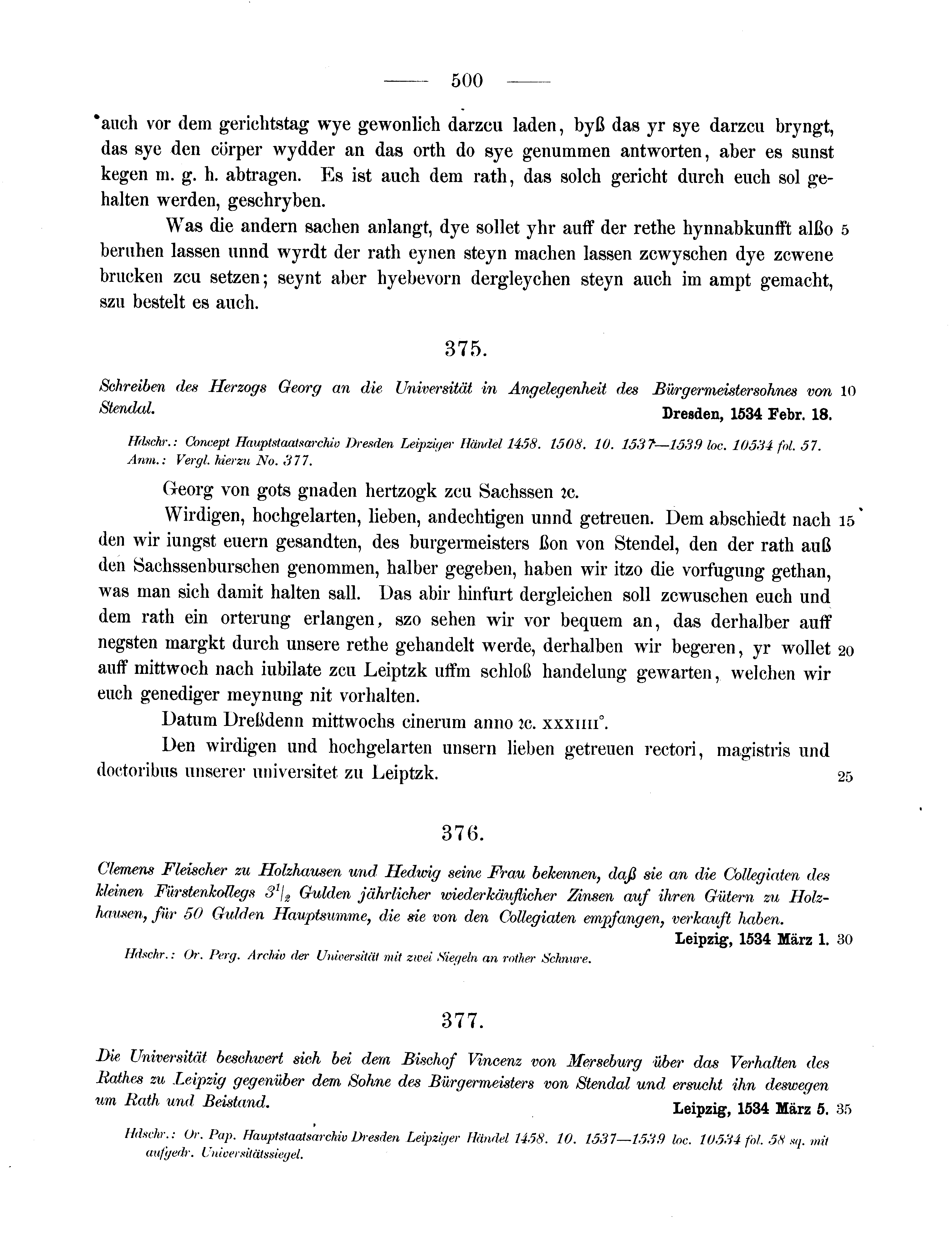 Historische Urkunde Seite 500 aus Band cds2_11