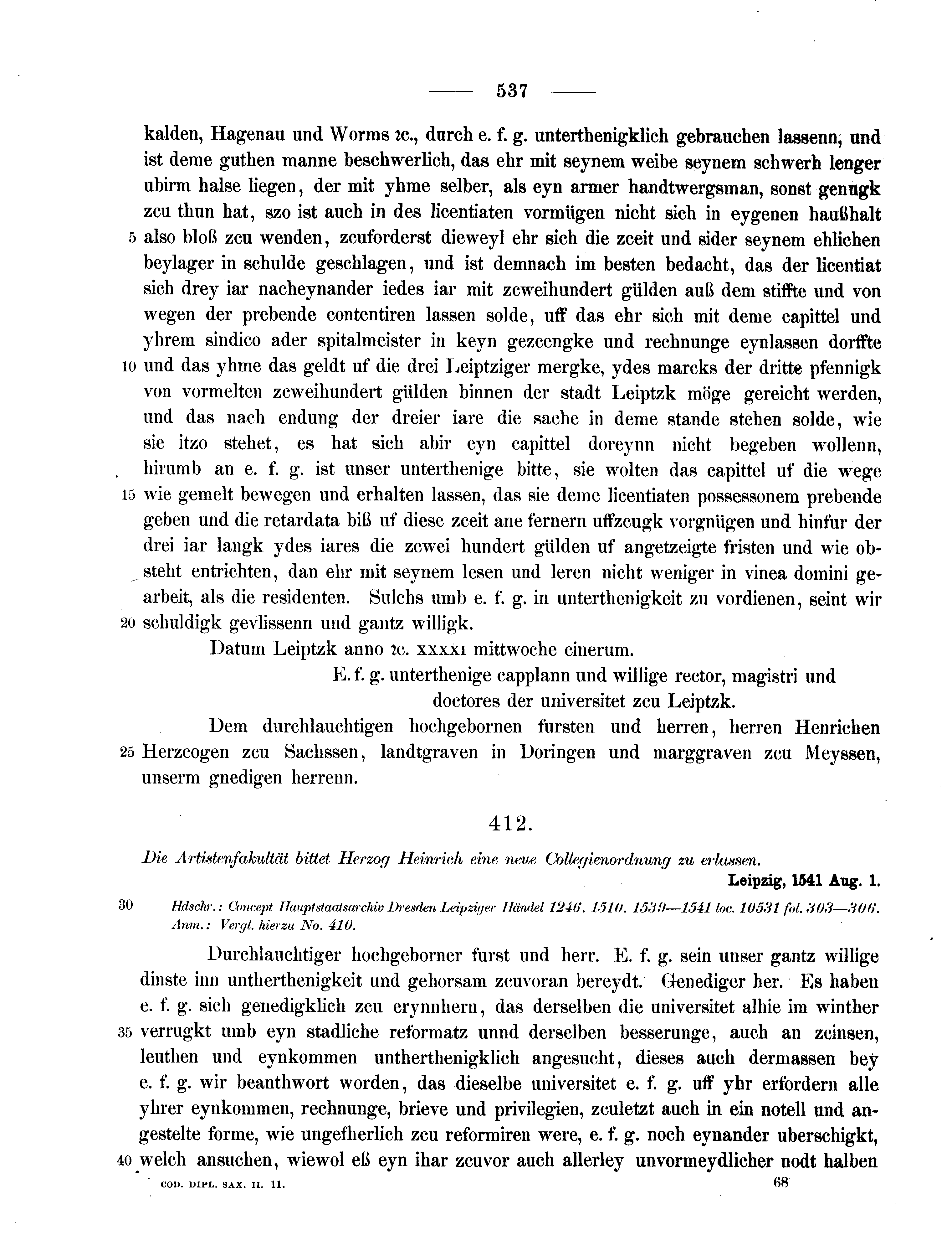 Historische Urkunde Seite 537 aus Band cds2_11