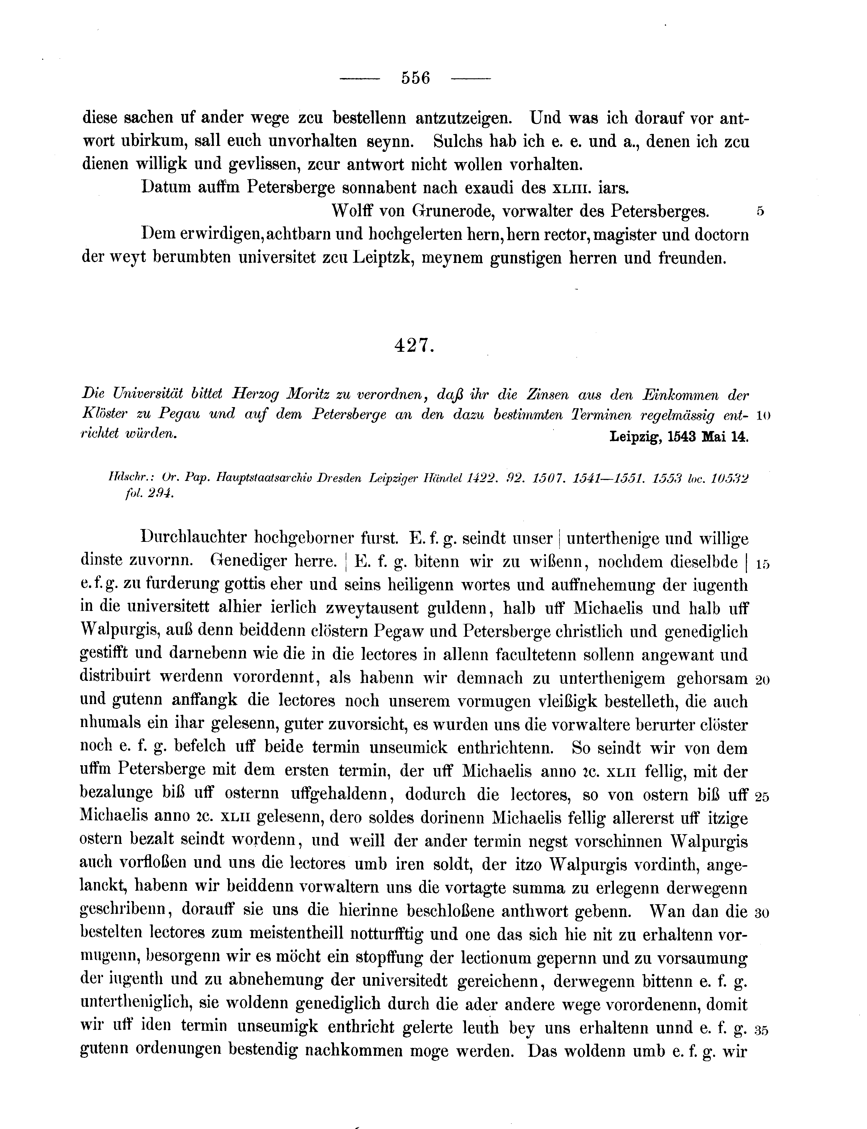 Historische Urkunde Seite 556 aus Band cds2_11