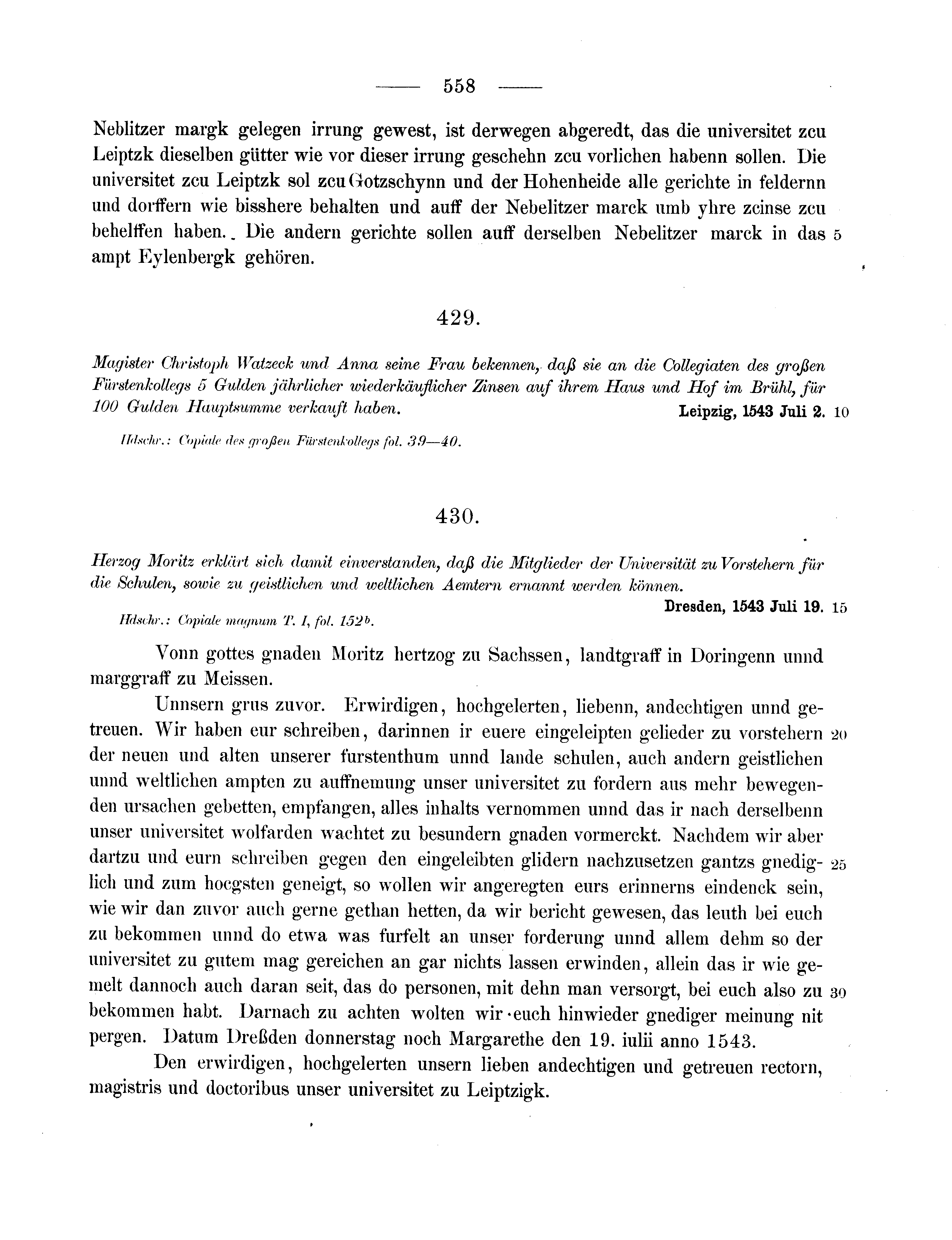 Historische Urkunde Seite 558 aus Band cds2_11