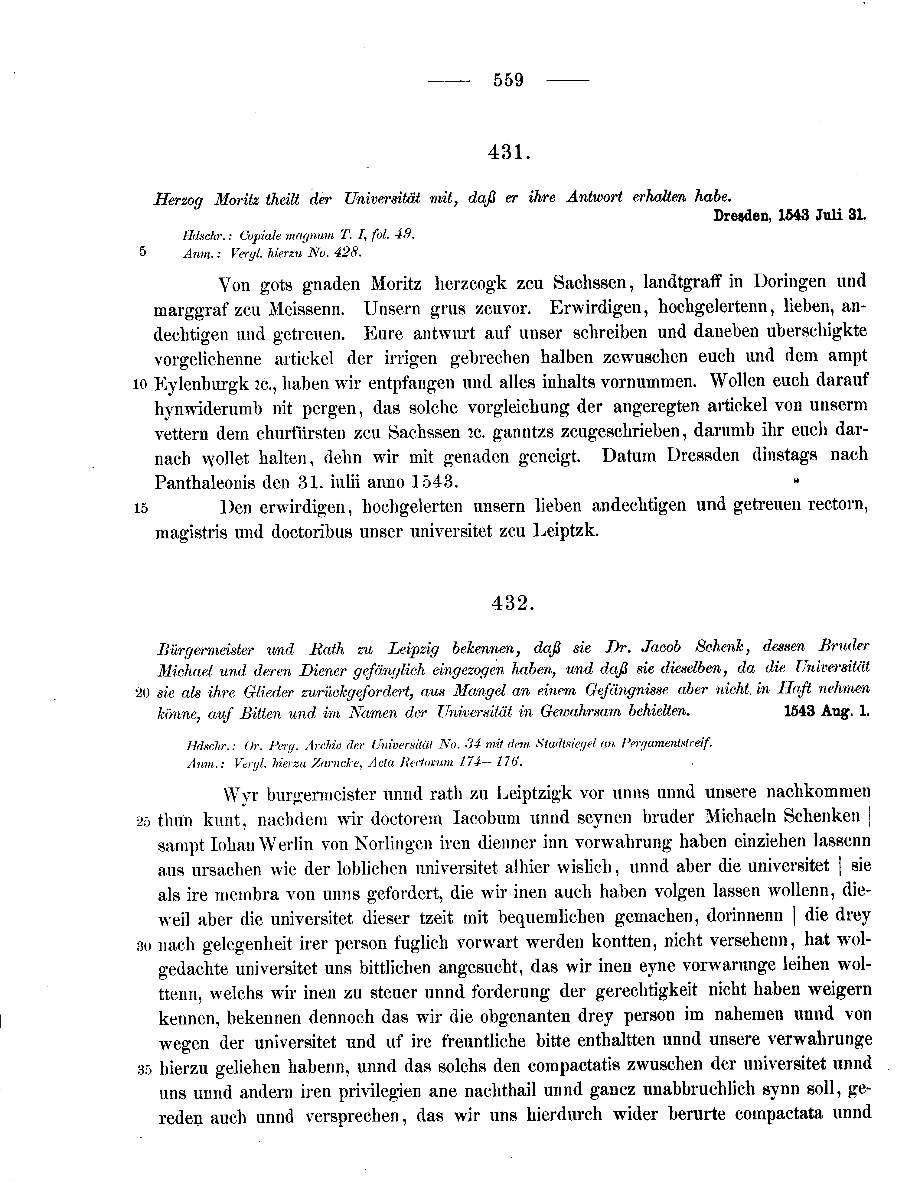 Historische Urkunde Seite 559 aus Band cds2_11