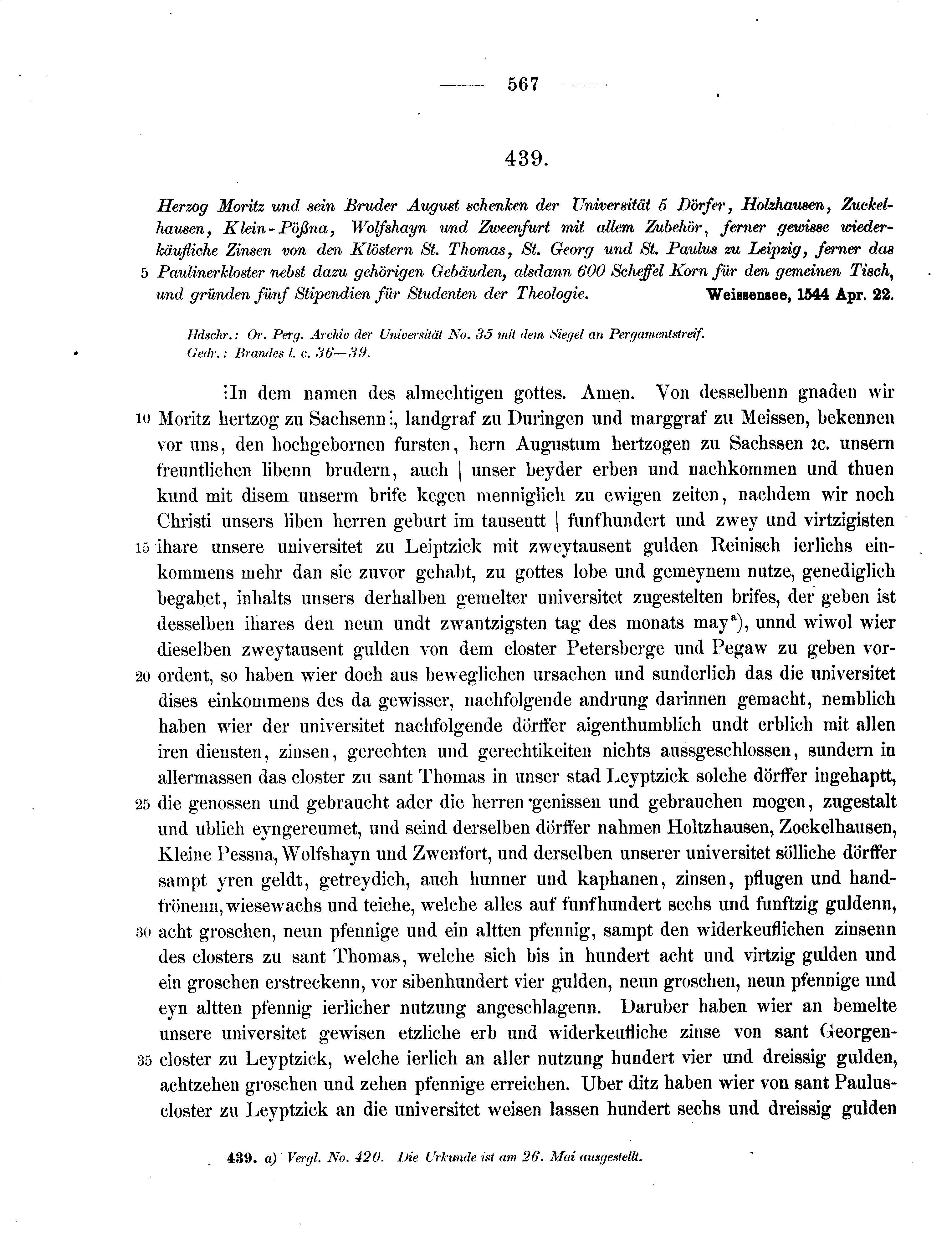 Historische Urkunde Seite 567 aus Band cds2_11