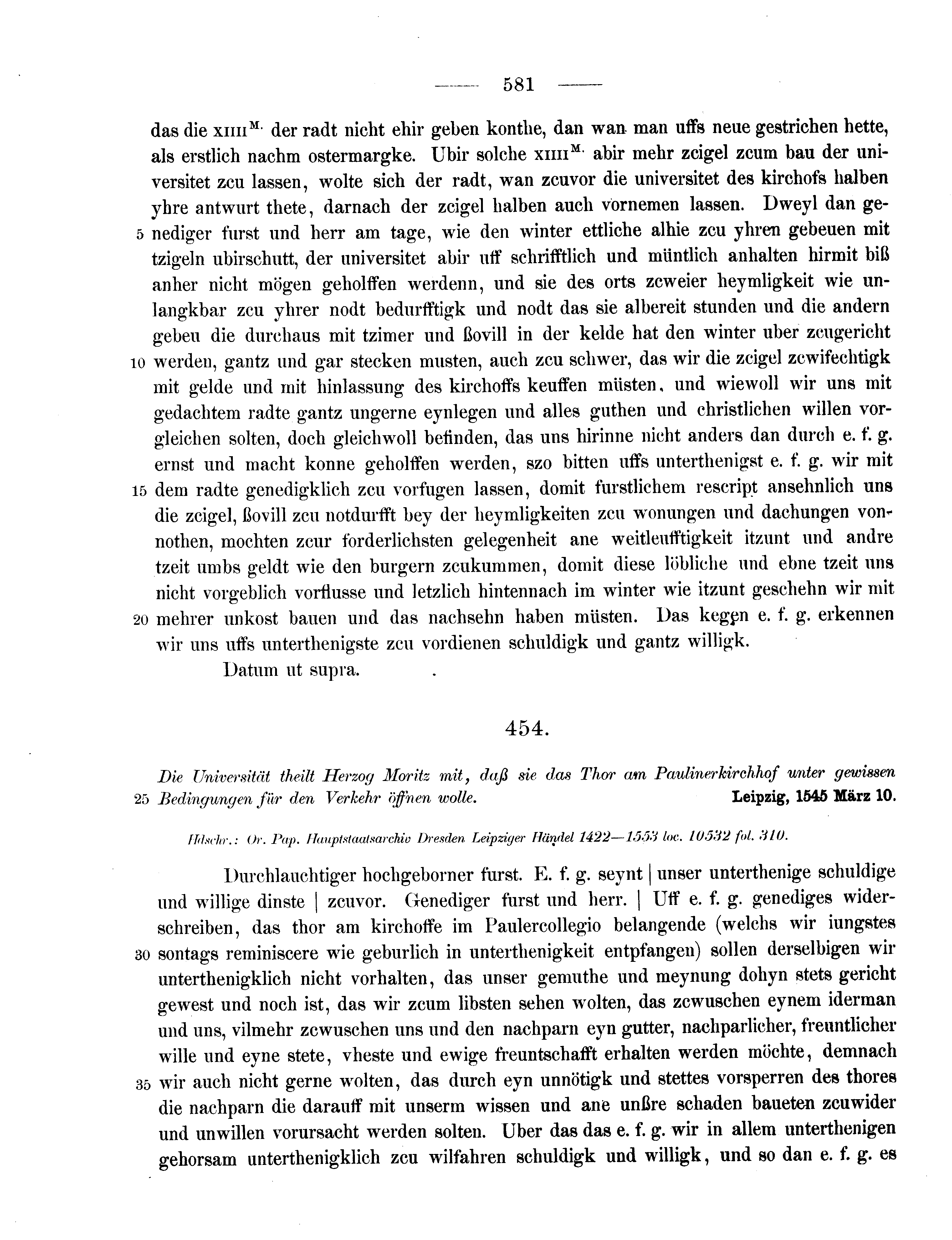 Historische Urkunde Seite 581 aus Band cds2_11