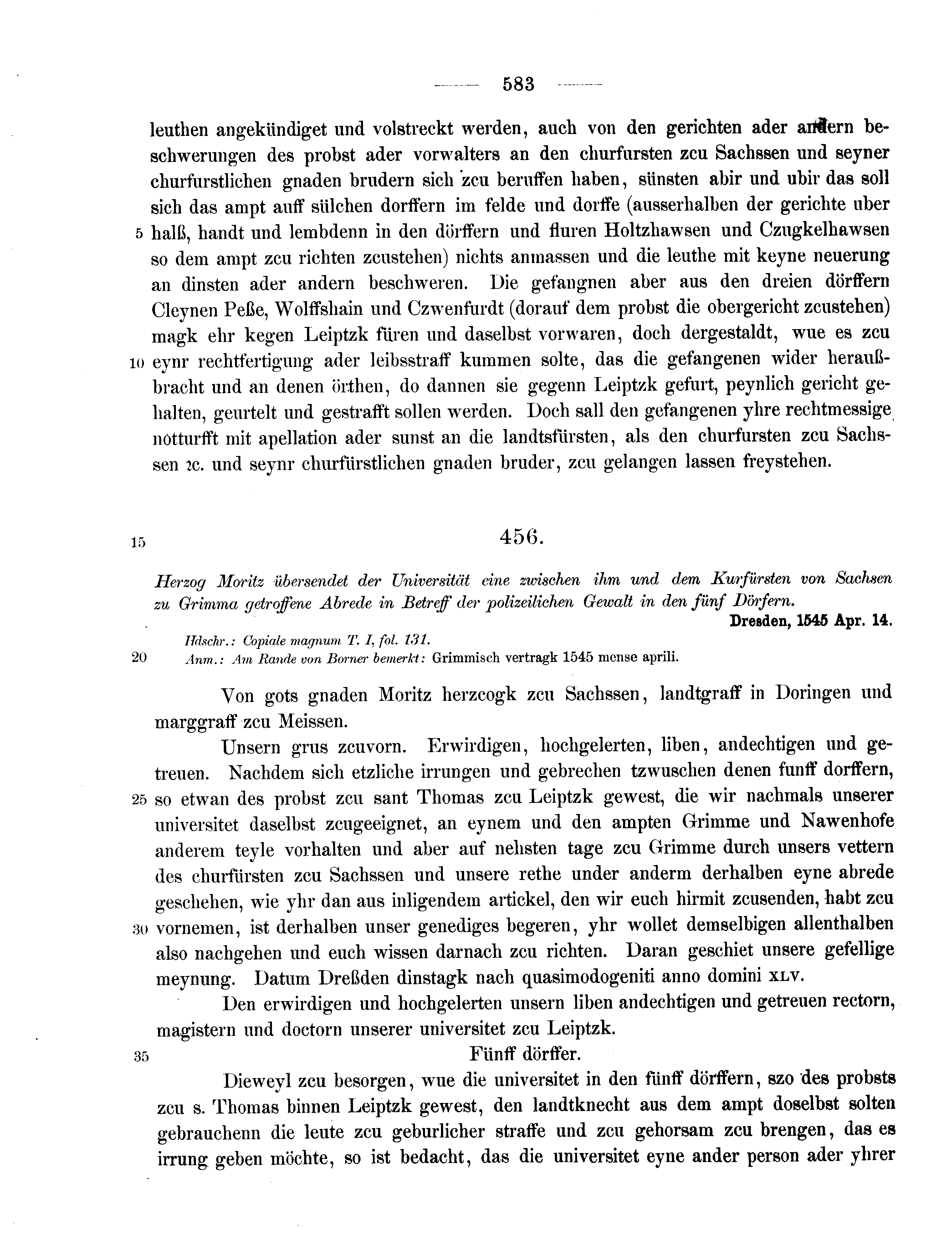 Historische Urkunde Seite 583 aus Band cds2_11