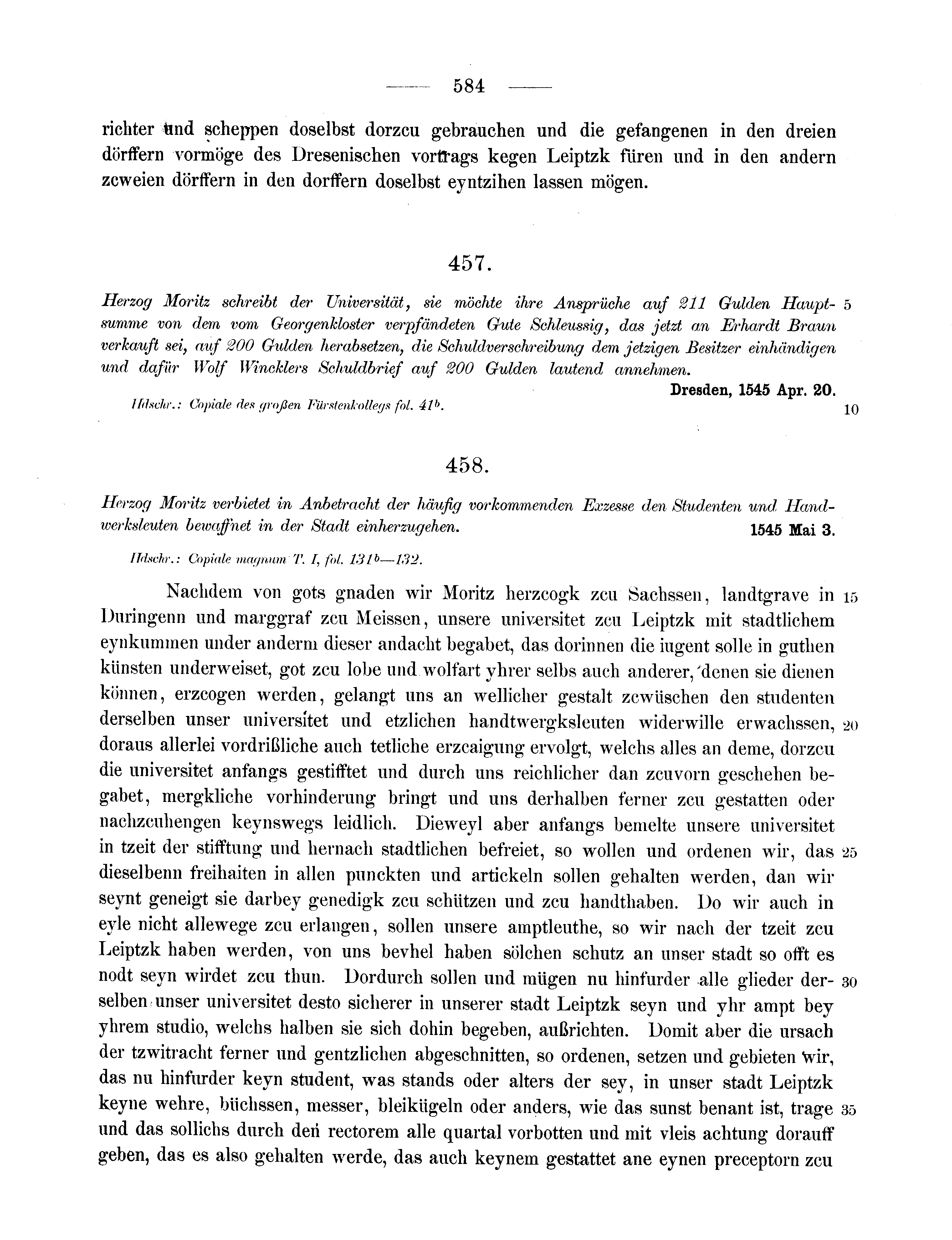 Historische Urkunde Seite 584 aus Band cds2_11