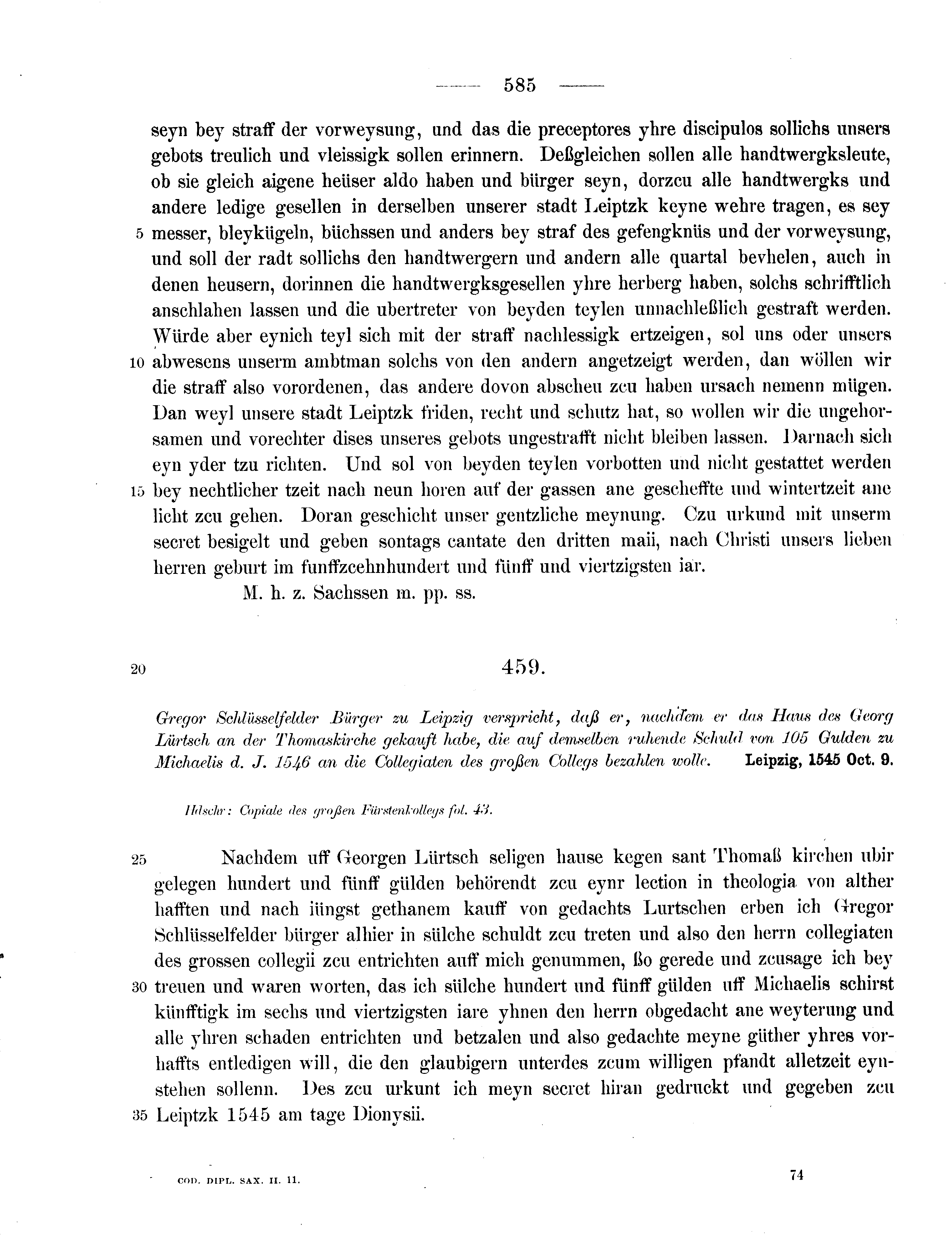 Historische Urkunde Seite 585 aus Band cds2_11