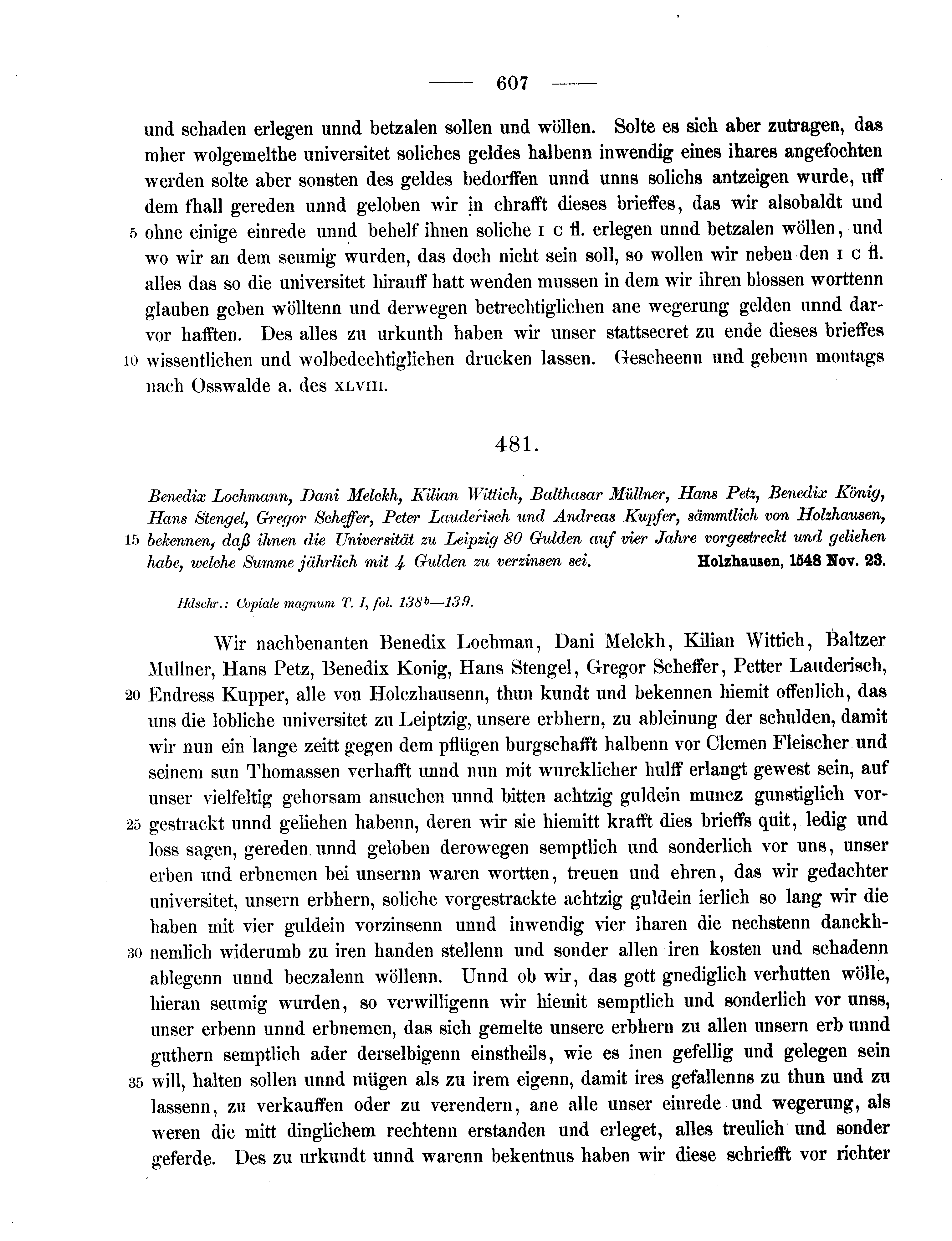 Historische Urkunde Seite 607 aus Band cds2_11