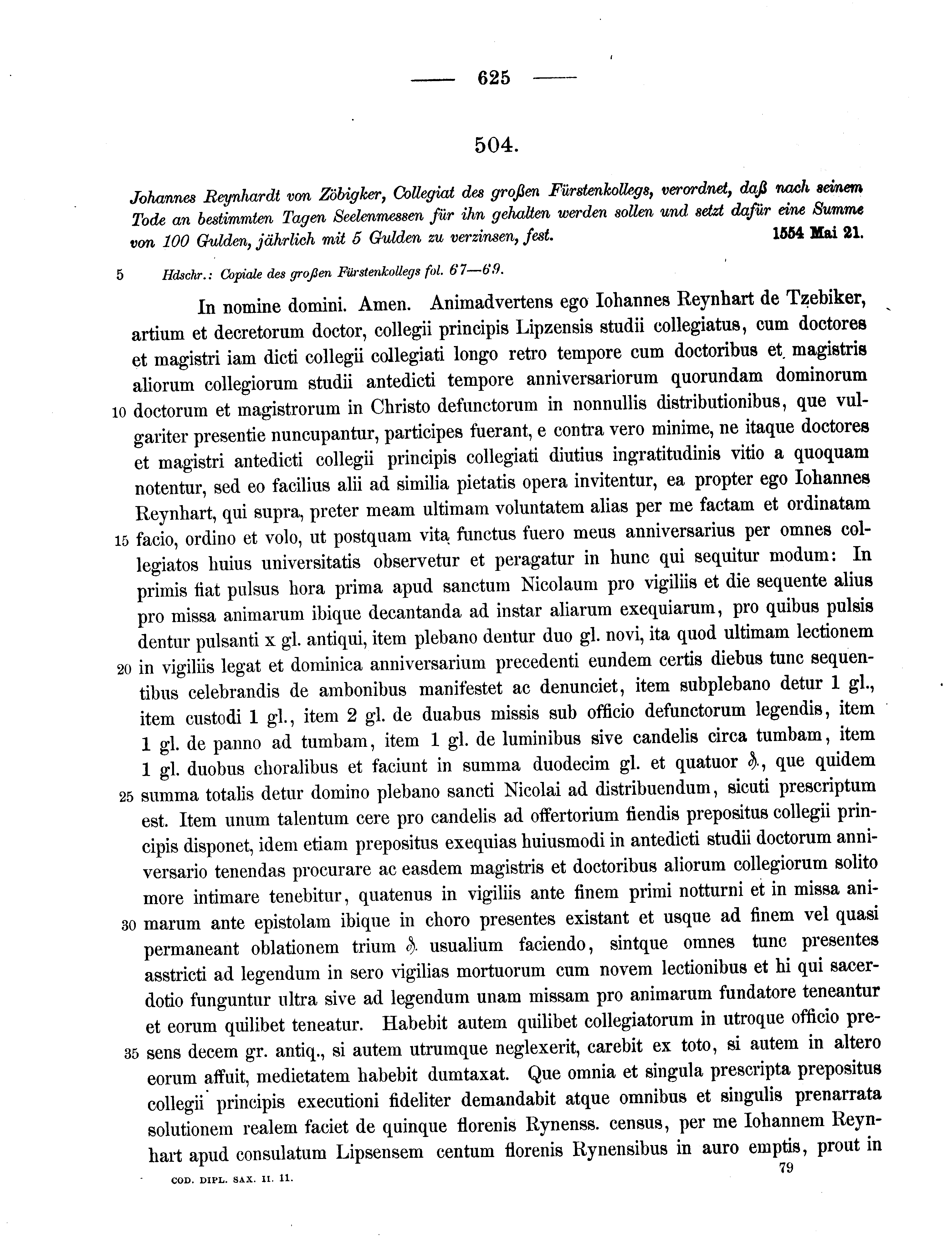 Historische Urkunde Seite 625 aus Band cds2_11