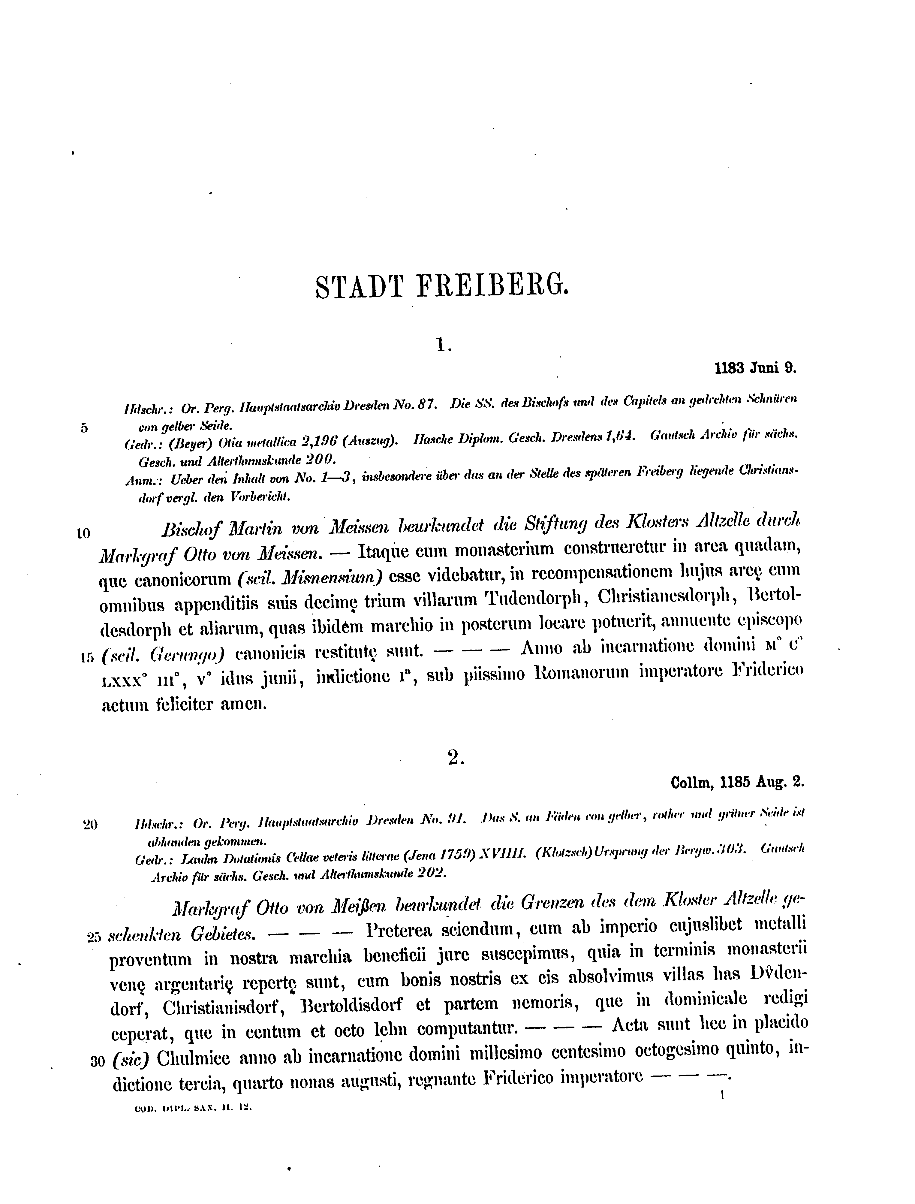 Historische Urkunde Seite 1 aus Band cds2_12