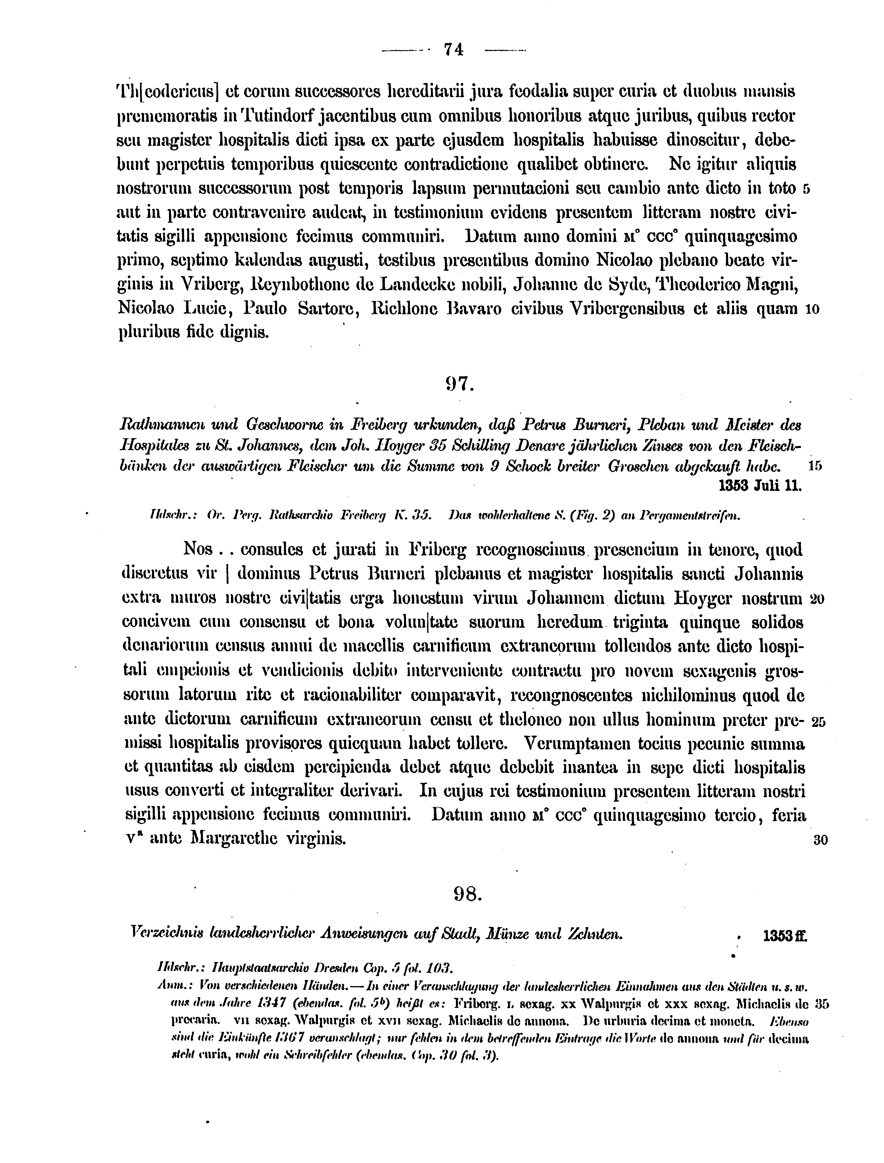 Historische Urkunde Seite 74 aus Band cds2_12