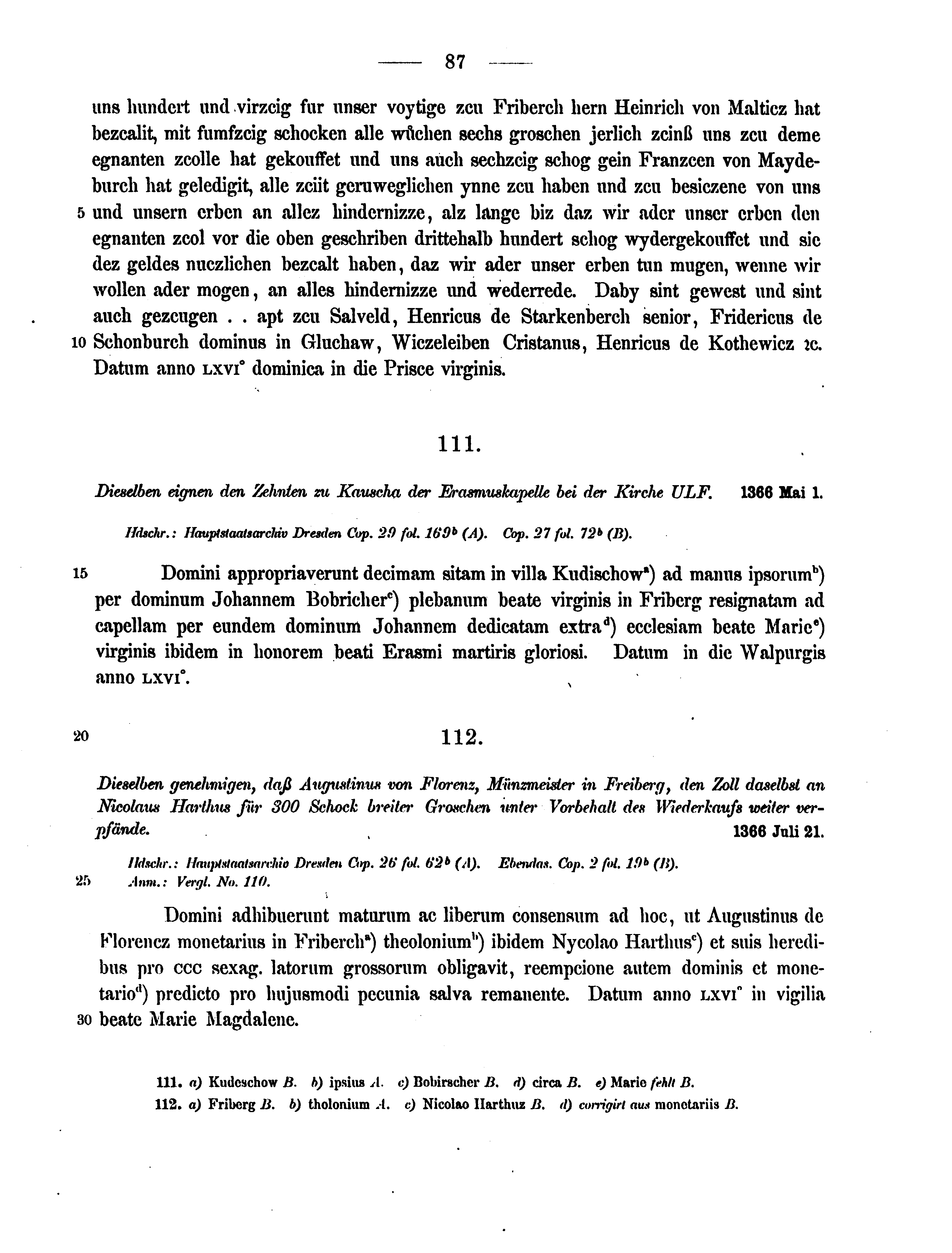 Historische Urkunde Seite 87 aus Band cds2_12