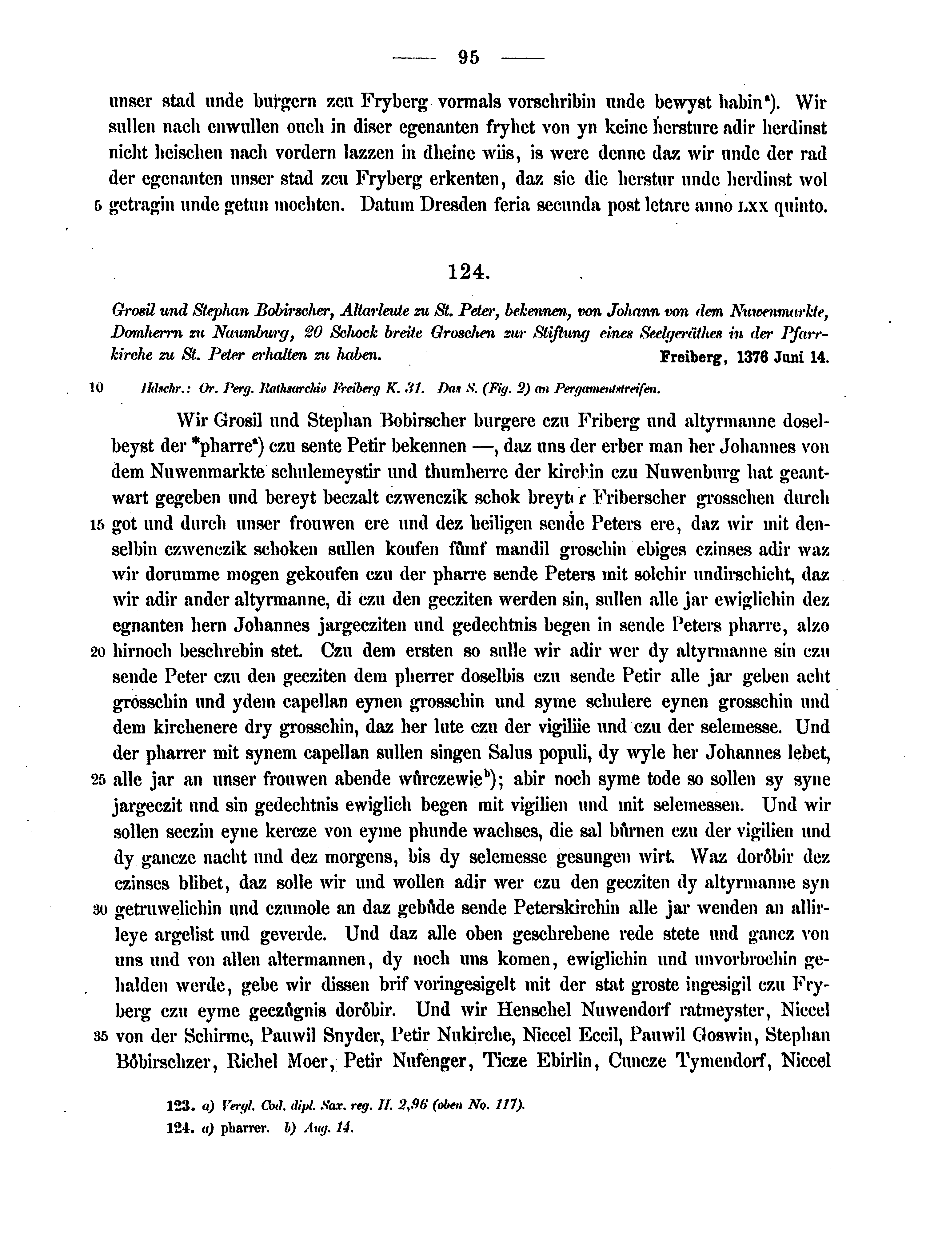 Historische Urkunde Seite 95 aus Band cds2_12