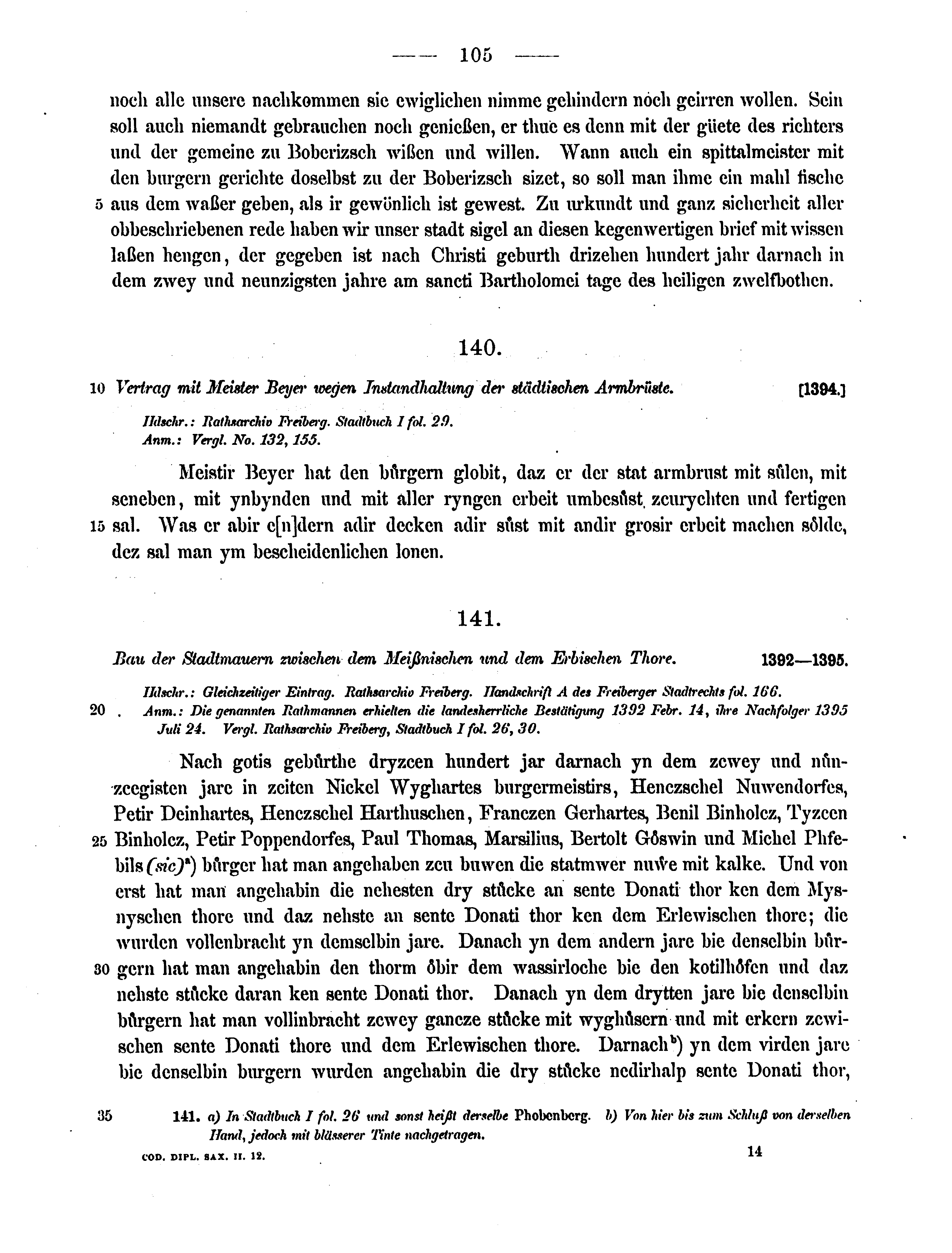 Historische Urkunde Seite 105 aus Band cds2_12