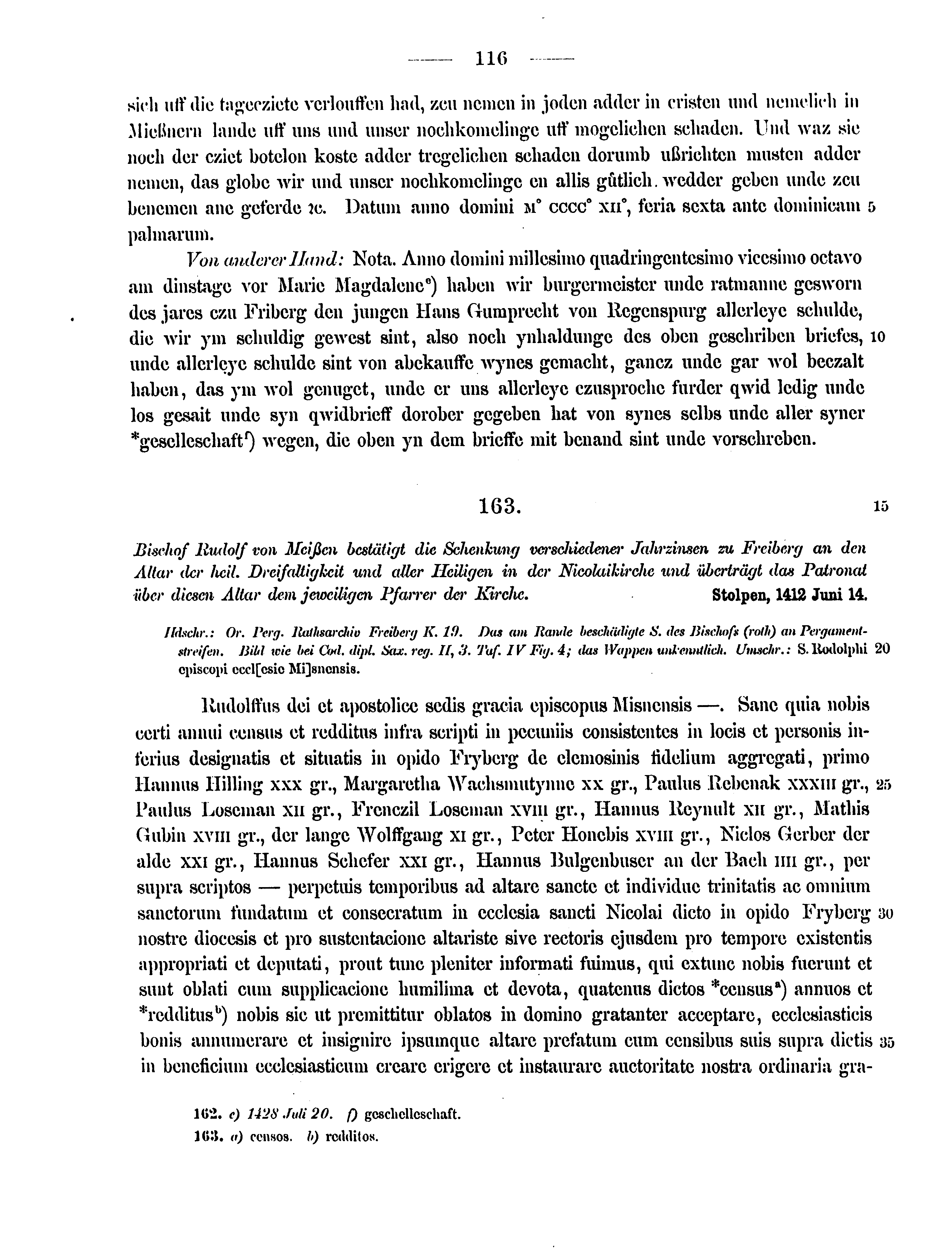 Historische Urkunde Seite 116 aus Band cds2_12